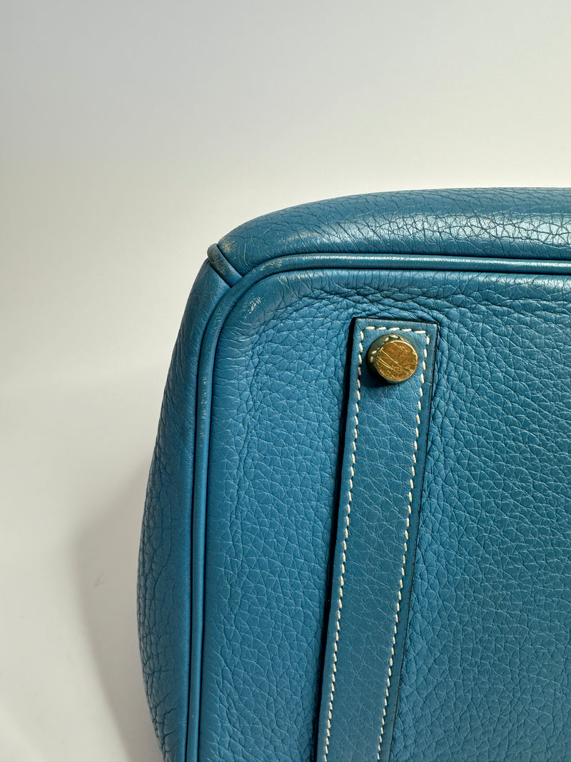 Hermès Birkin 35 In Blue Jean With Gold Hardware