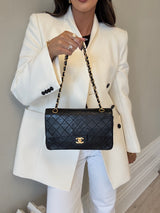 Chanel Vintage Medium Classic Double Flap Black Lambskin With 24k GHW