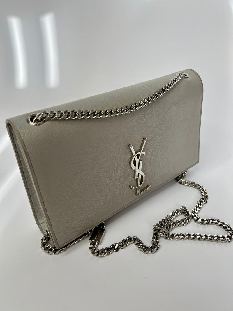 Saint Laurent Medium Kate Bag In Grey