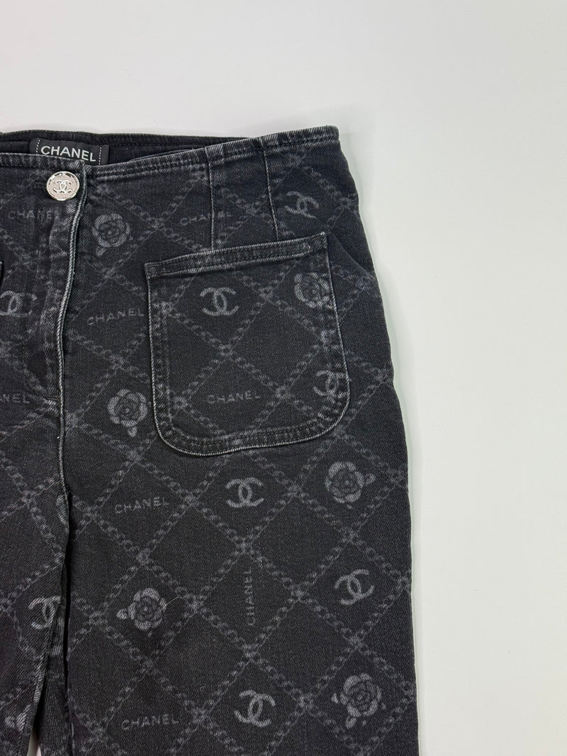 Chanel 23 Metiers D’Art Camellia & CC Logo Jeans (Size 42/UK14)