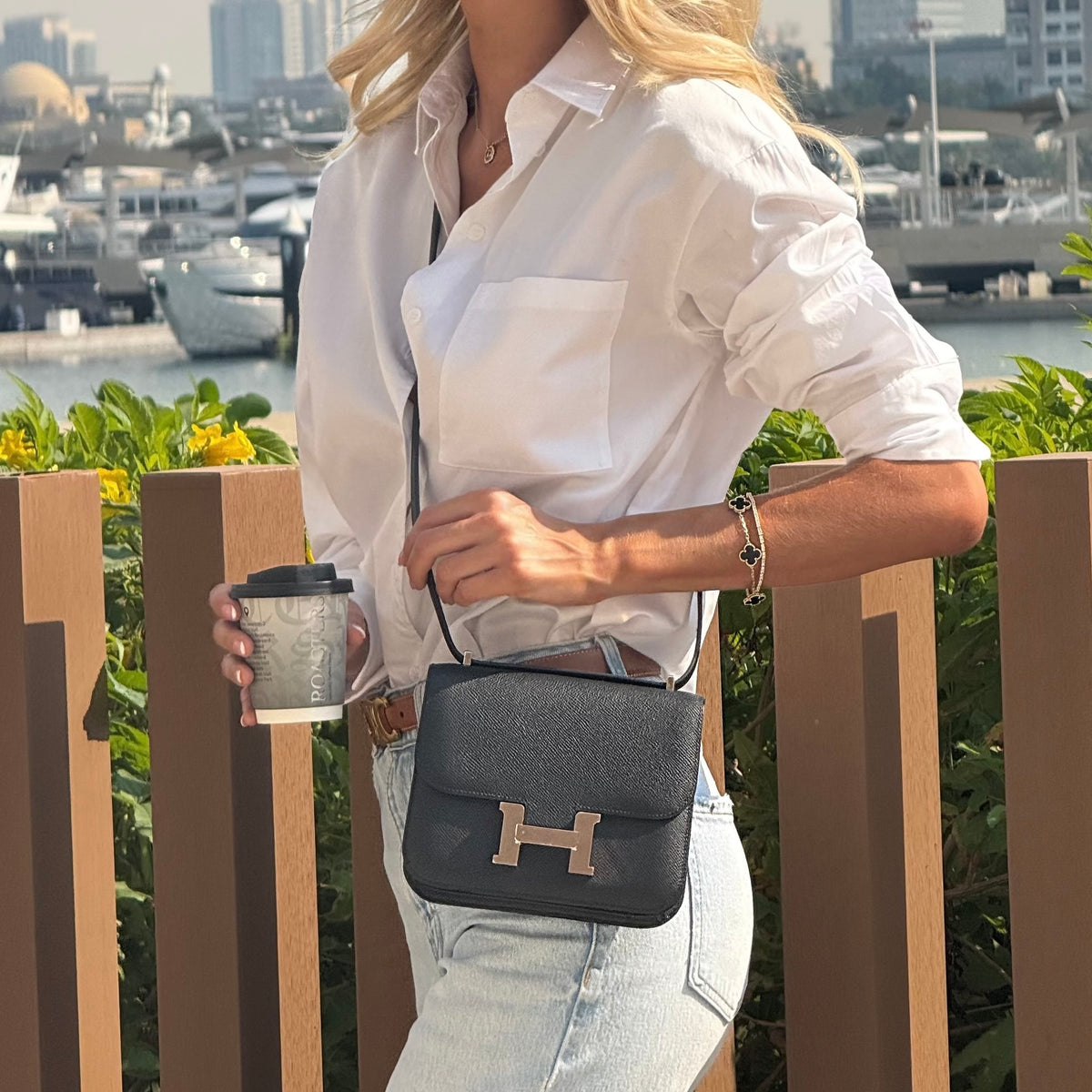 Hermès Constance 18 In Black Epsom Leather Rose GHW