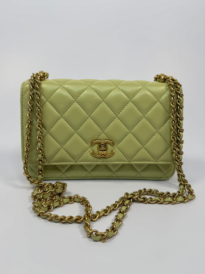 Chanel Wallet On Chain In Green Lambskin With GHW