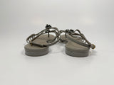 Chanel Camellia Sandals In Grey Leather Size 39.5/UK6.5