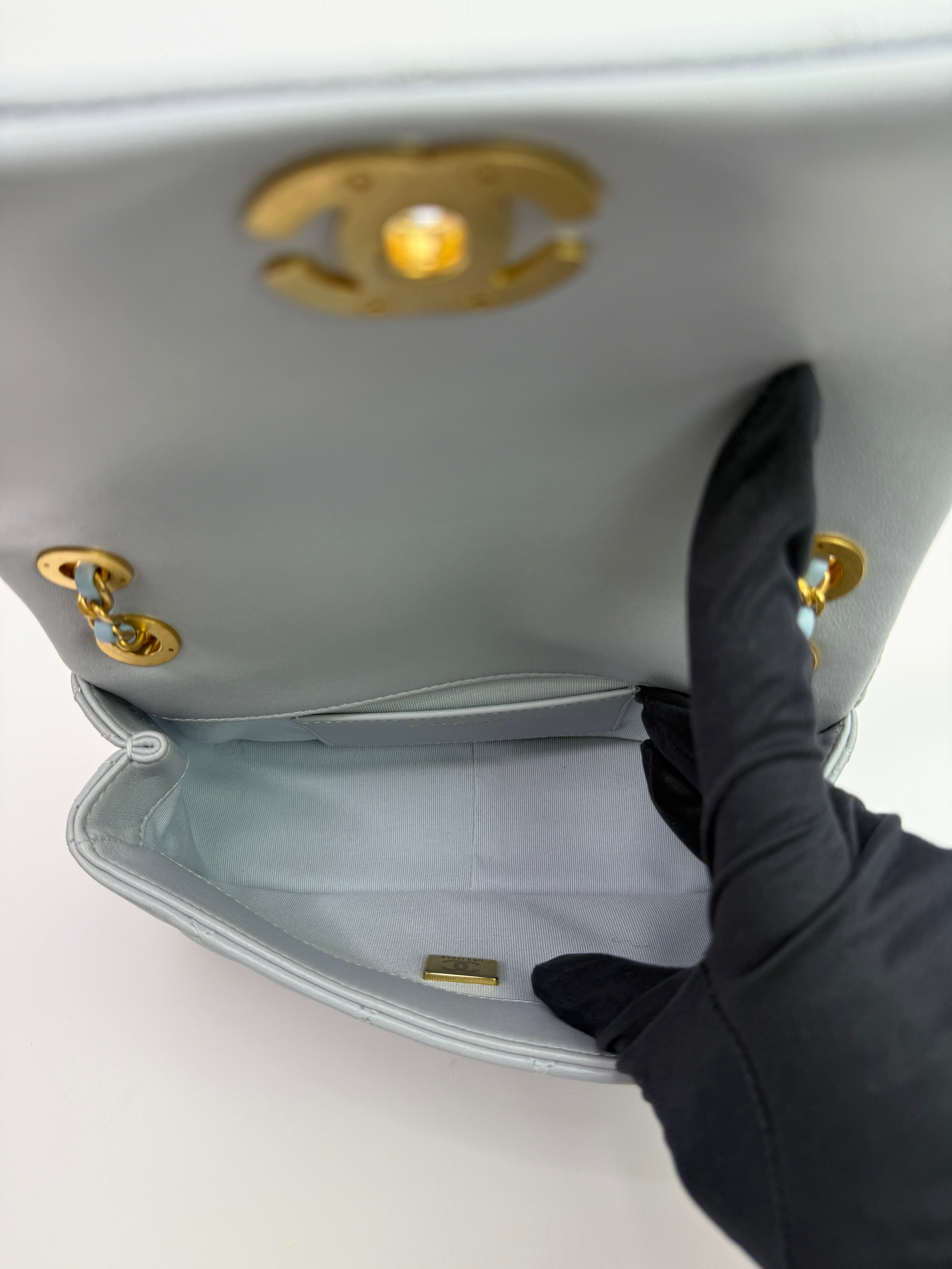 Chanel Seasonal Flap In Gris Clair Lambskin With GHW