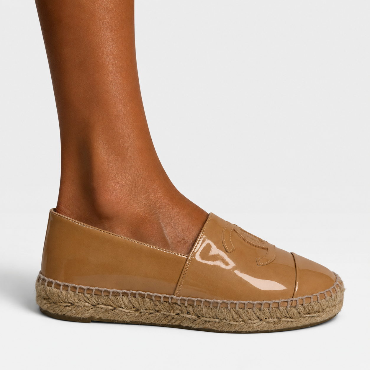 Chanel Espadrilles In Beige Patent Leather (Size 37/UK4)