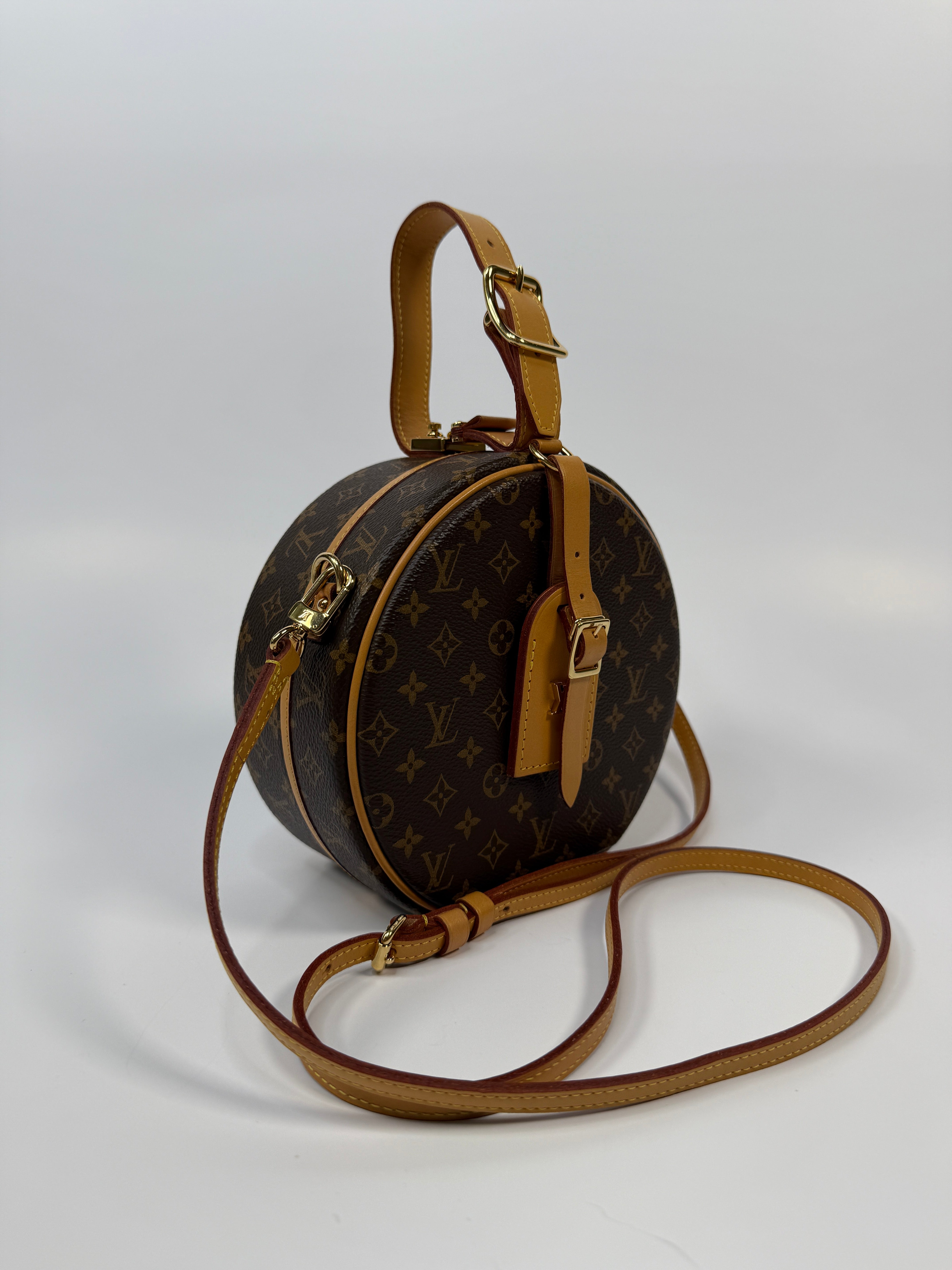 Louis Vuitton Petite Boite Chapeau Bag In Brown Monogram Gold Hardware Authentic and pre loved 
