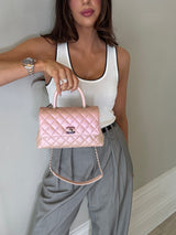 Chanel Small Coco In Iridescent Pink Caviar With Rainbow Hardware