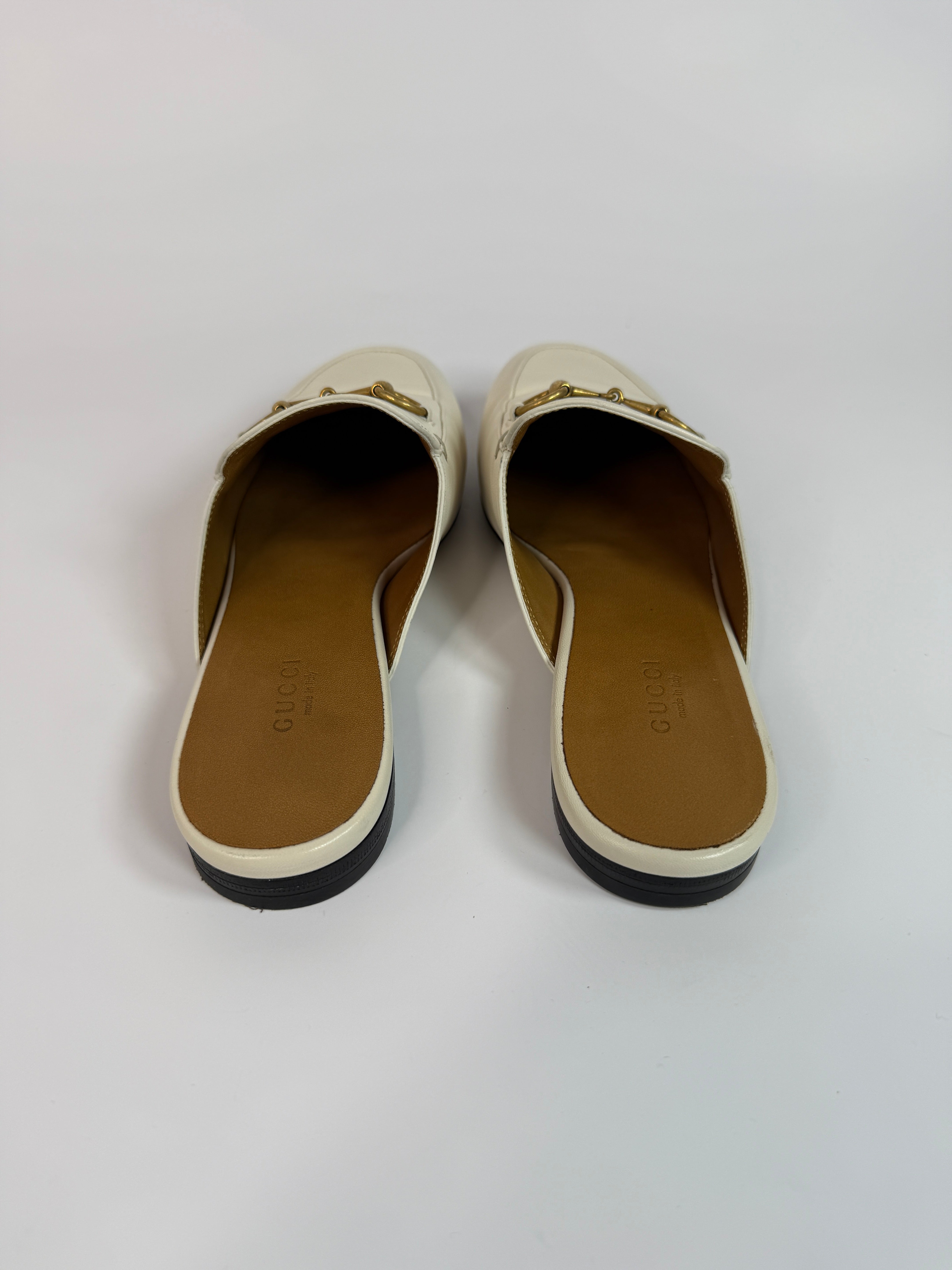Gucci Princetown Mules In Ivory Leather (Size 37.5/UK4.5)