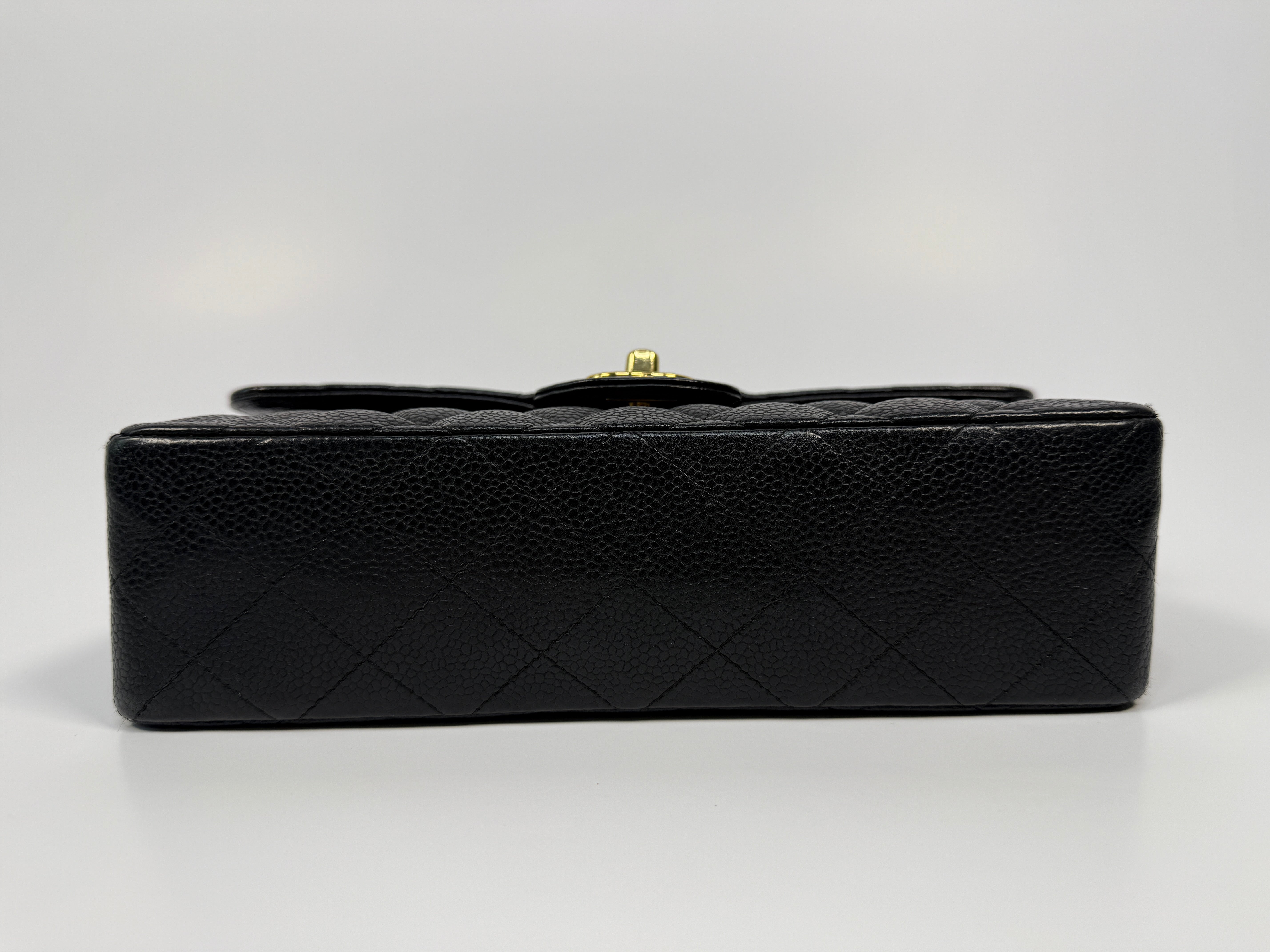 Chanel Small Vintage Classic Double Flap In Black Caviar Leather With Gold Hardware, Authentic And Preloved In Excellent Condition