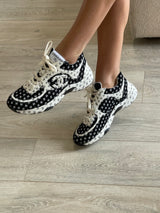 Chanel Black and White Logo Sneakers (Size 40 /UK 7)