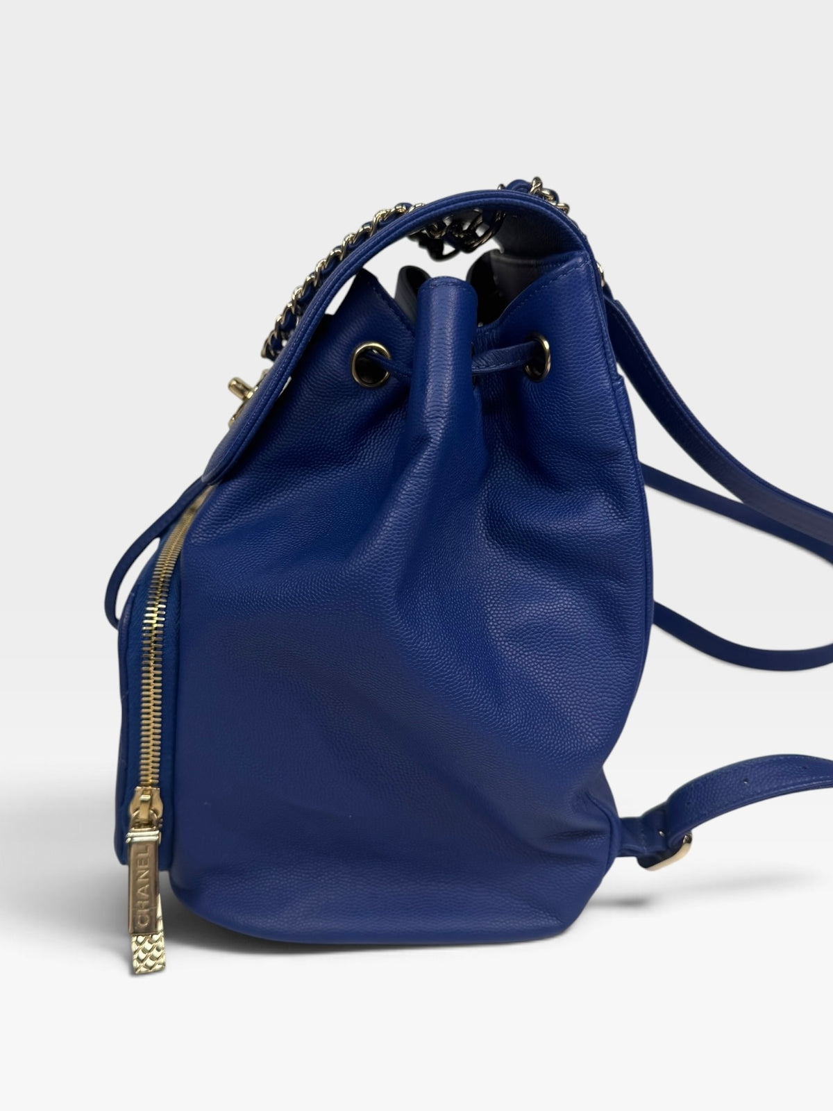 Chanel Affinity Backpack In Blue Caviar Leather With Gold Hardware. 100% authentic and pre loved in excellent condition. 