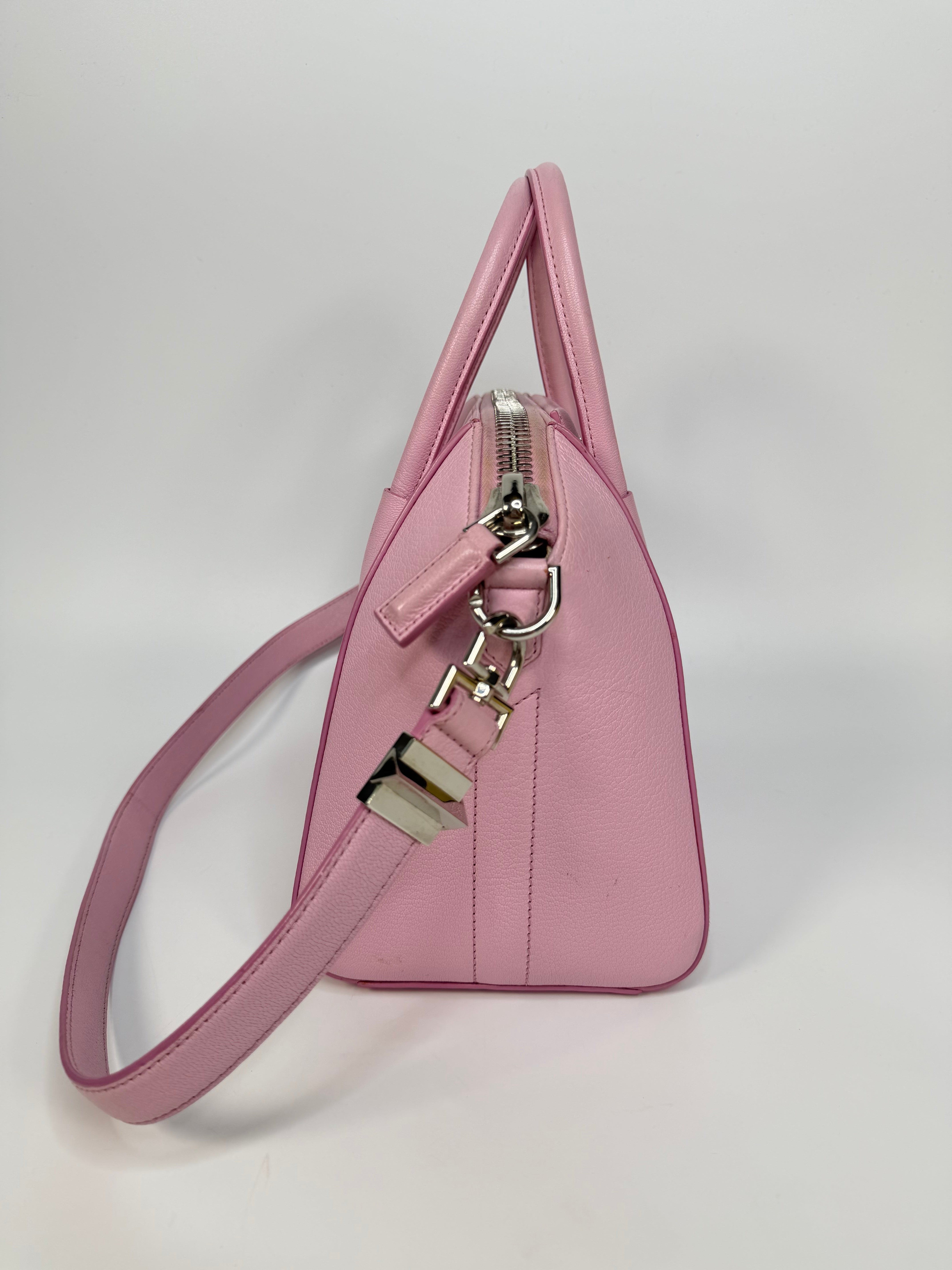 Givenchy Antigona In Pink Goatskin Leather With Silver Hardware. Authentic and preloved in very good condition.
