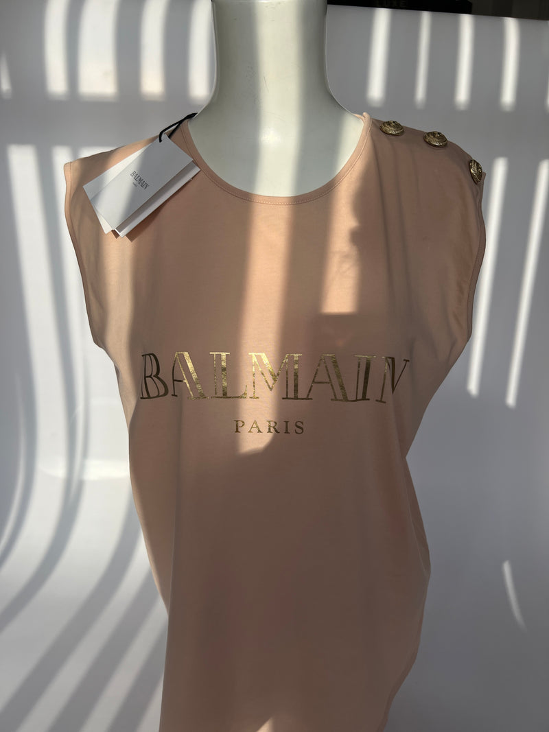 Balmain Logo Tank Tee  (Size 40 / UK 12)