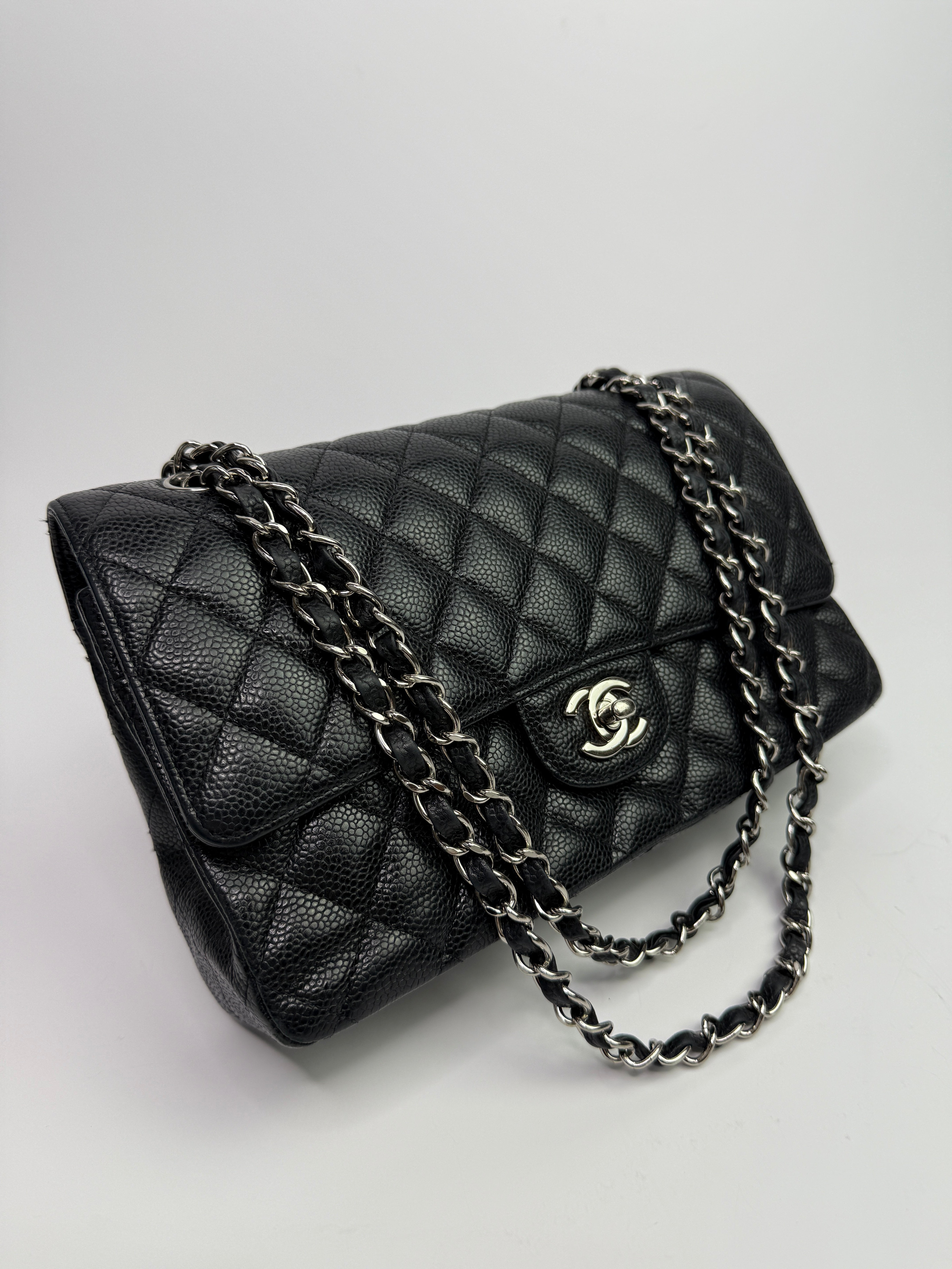 Chanel Medium Classic Double Flap Black Caviar Leather With SHW