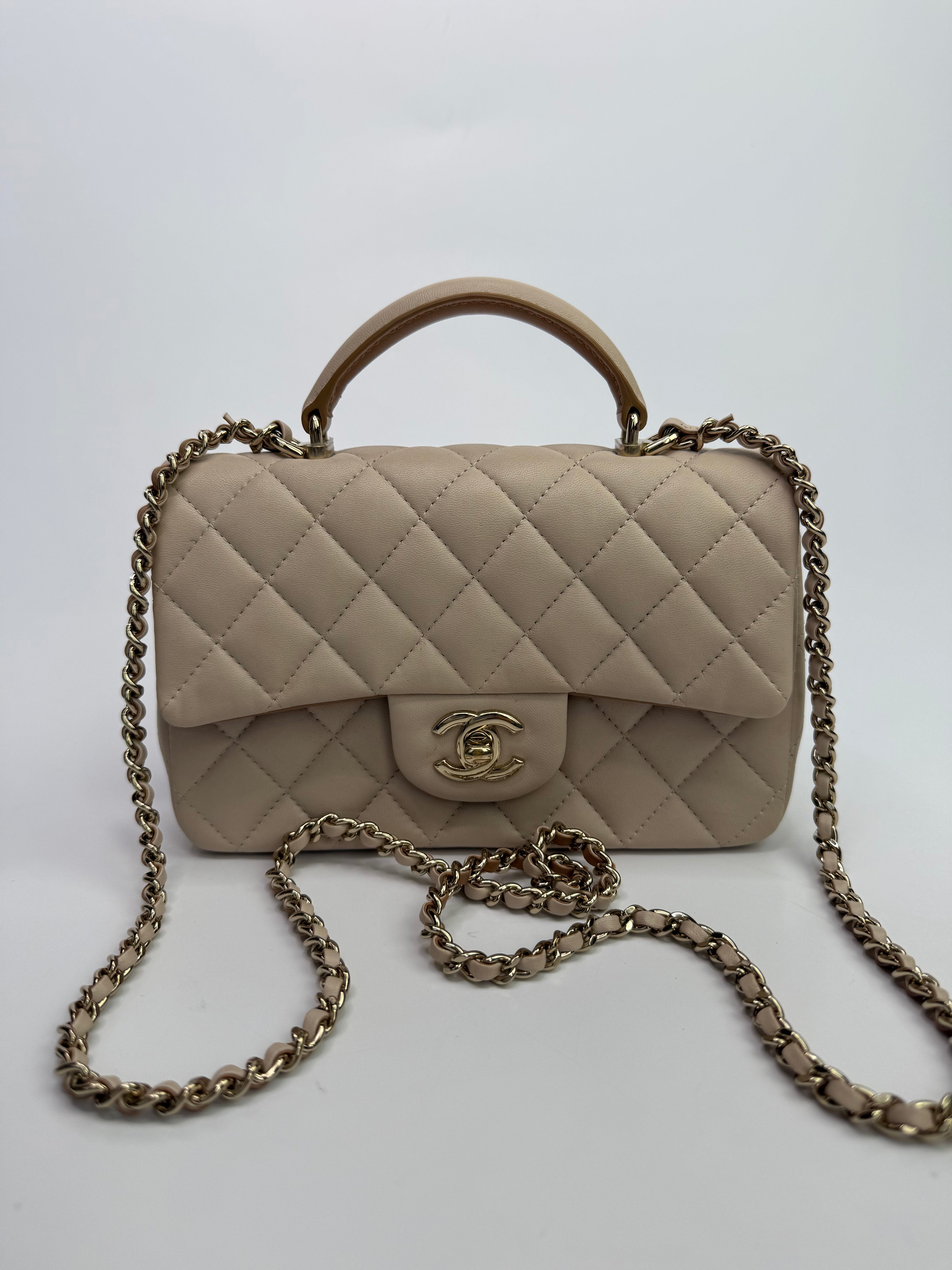 Chanel Quilted Bi-Color Top Handle Rectangular Flap