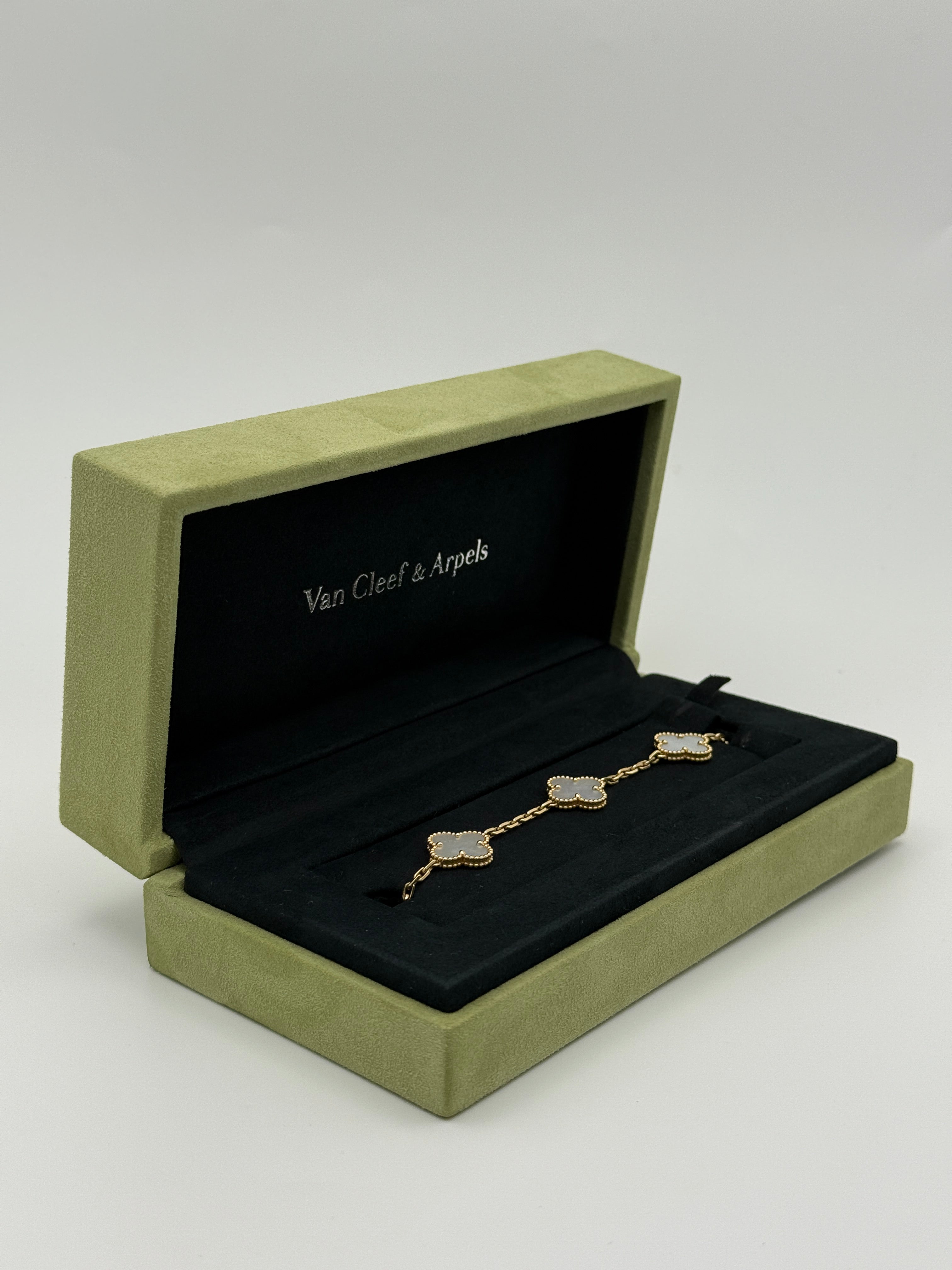 Van Cleef & Arpels Vintage Alhambra Bracelet, 5 Motifs Mother Of Pearl