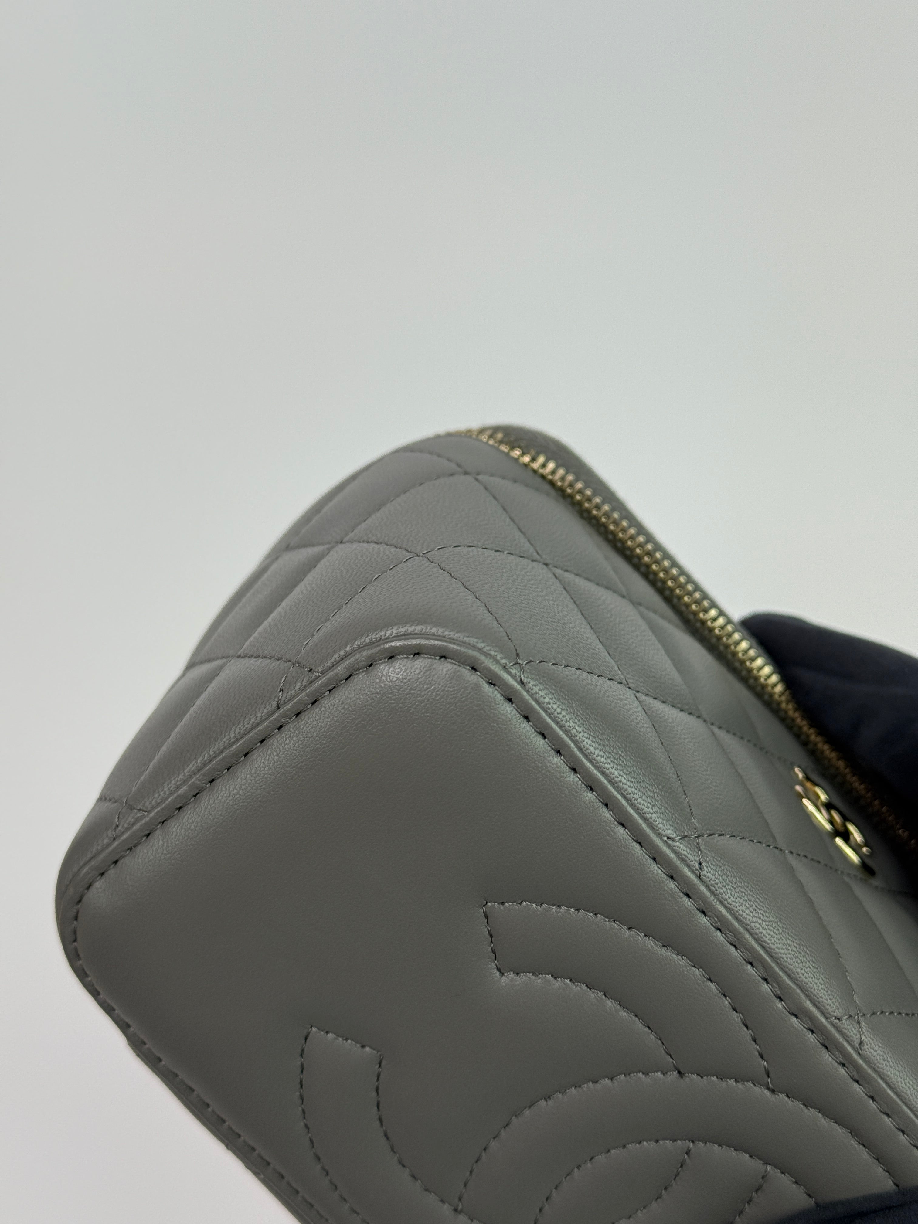 Chanel Vanity Rectangular with Top Handle Grey Lambskin GHW