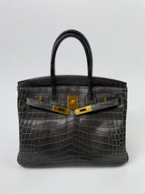 Hermès Birkin 30 In Matte Graphite Crocodile With GHW