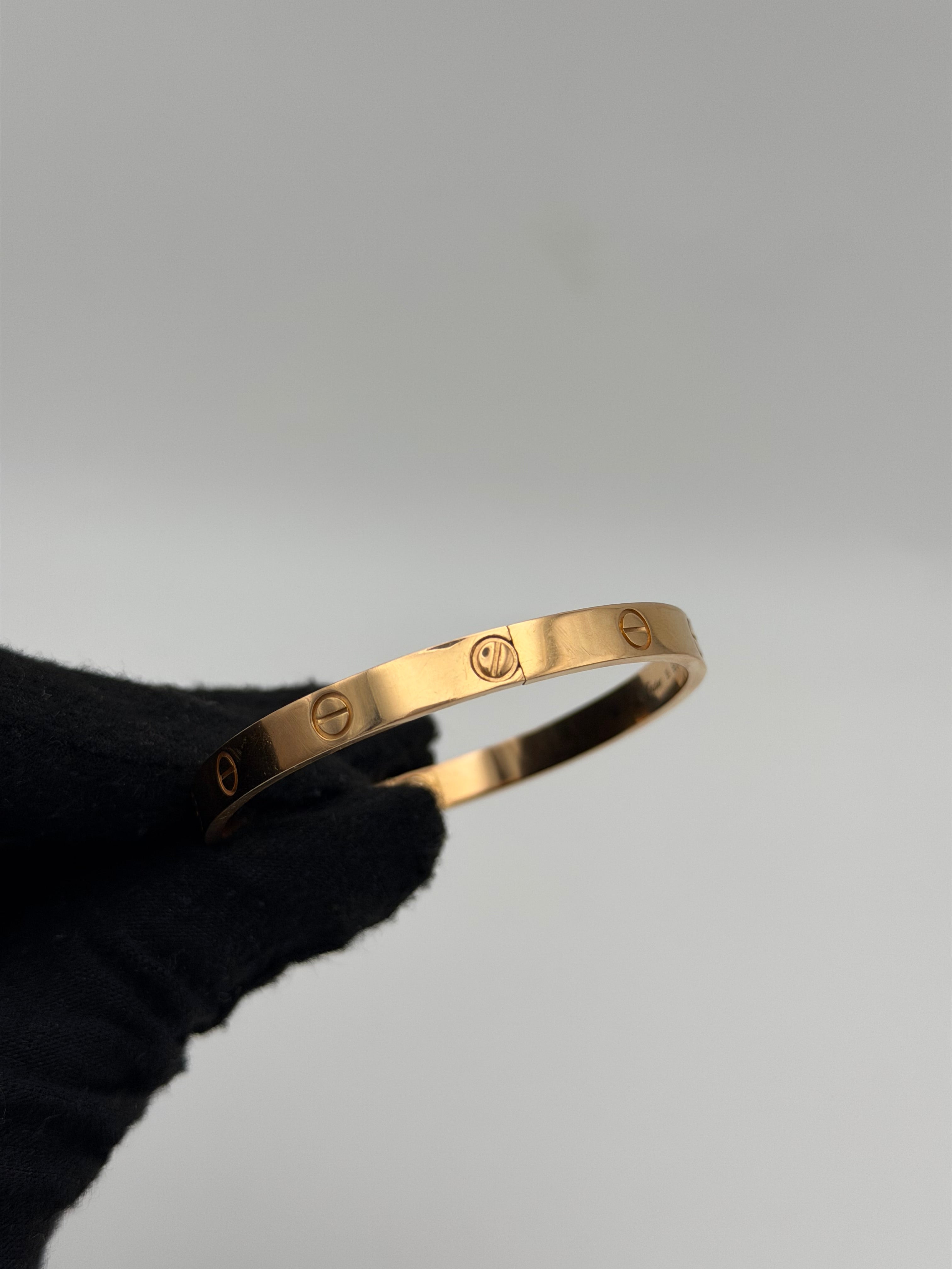 Cartier Love Bracelet in Rose Gold  Classic Model (Size 19). 100% authentic and preloved in excellent condition.