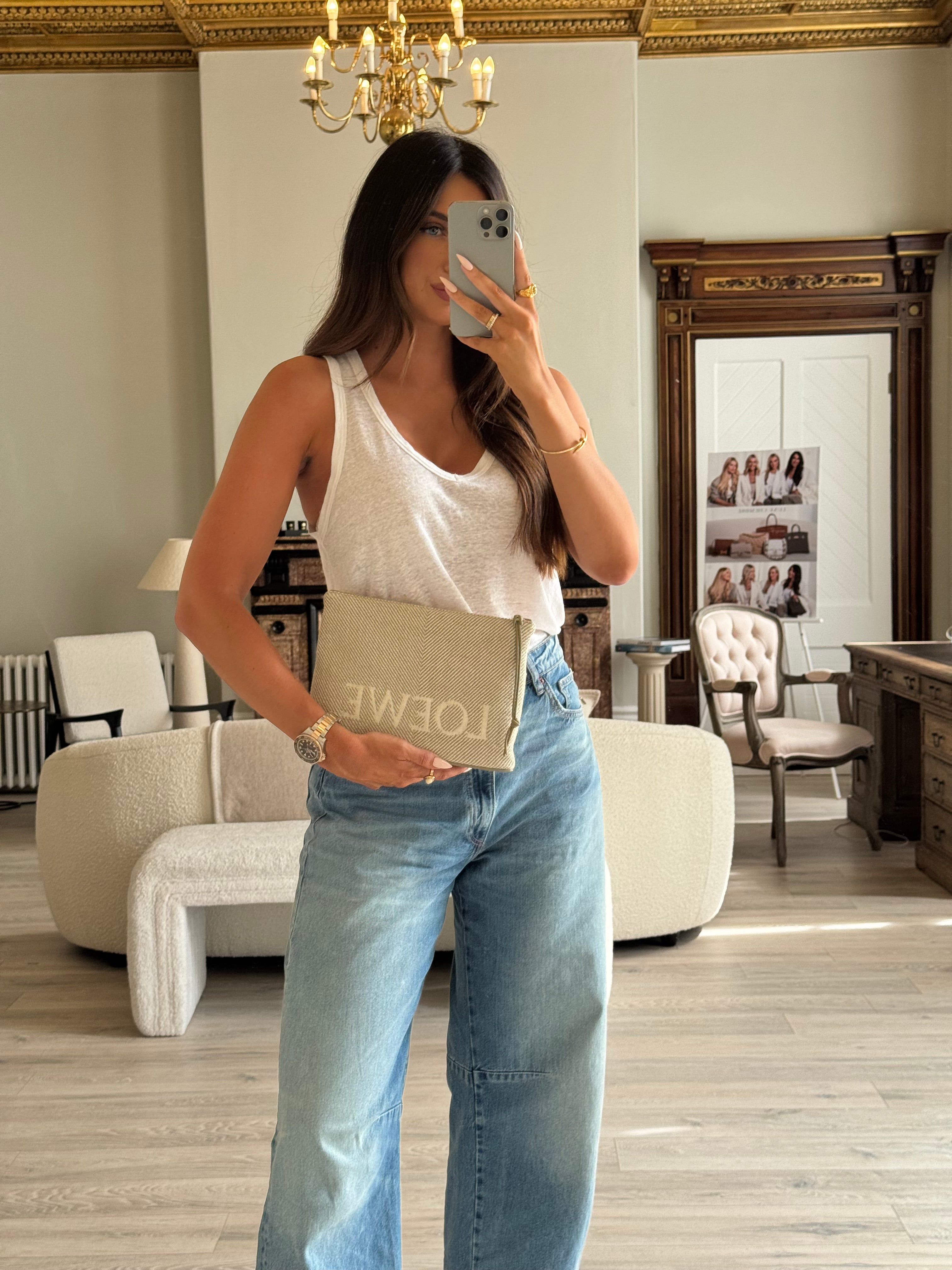 LOEWE Oblong Logo Canvas Pouch