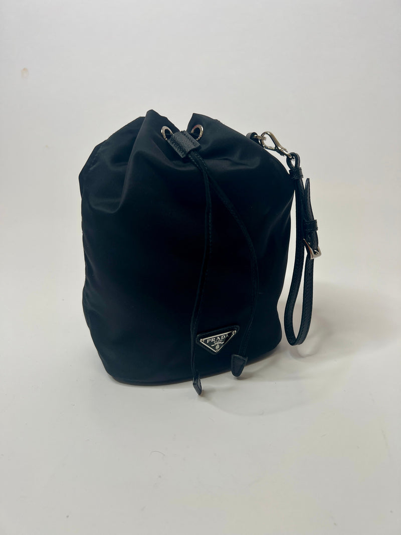 Prada Black Nylon Bucket Pouch