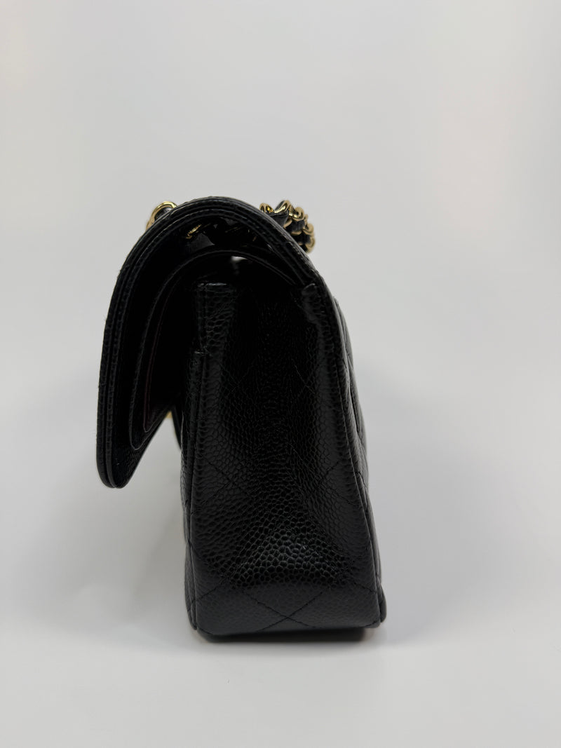 Chanel Small Classic Double Flap In Black Caviar Leather With GHW