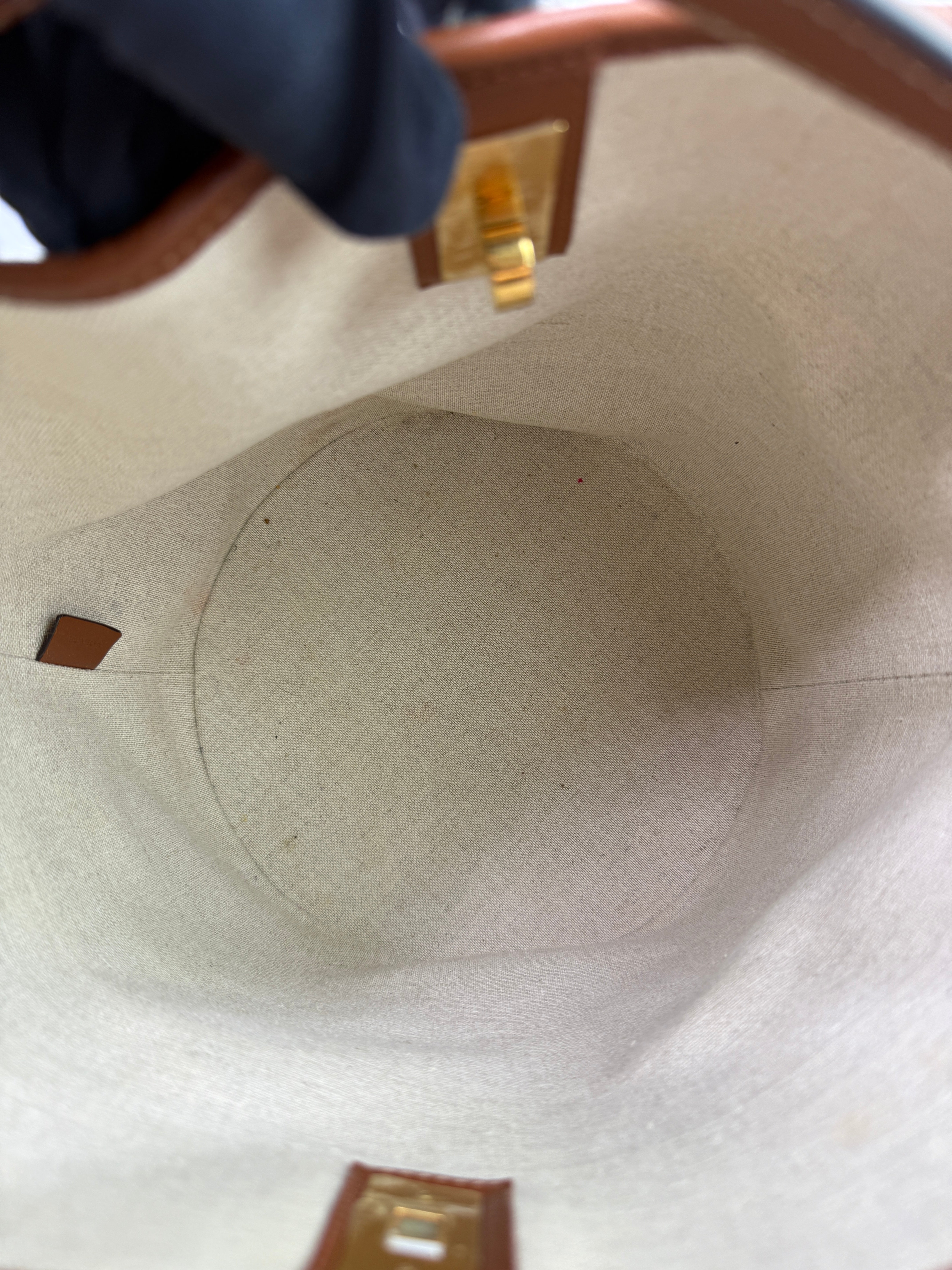 Celine Striped Tweed and Leather 16 Bucket Bag