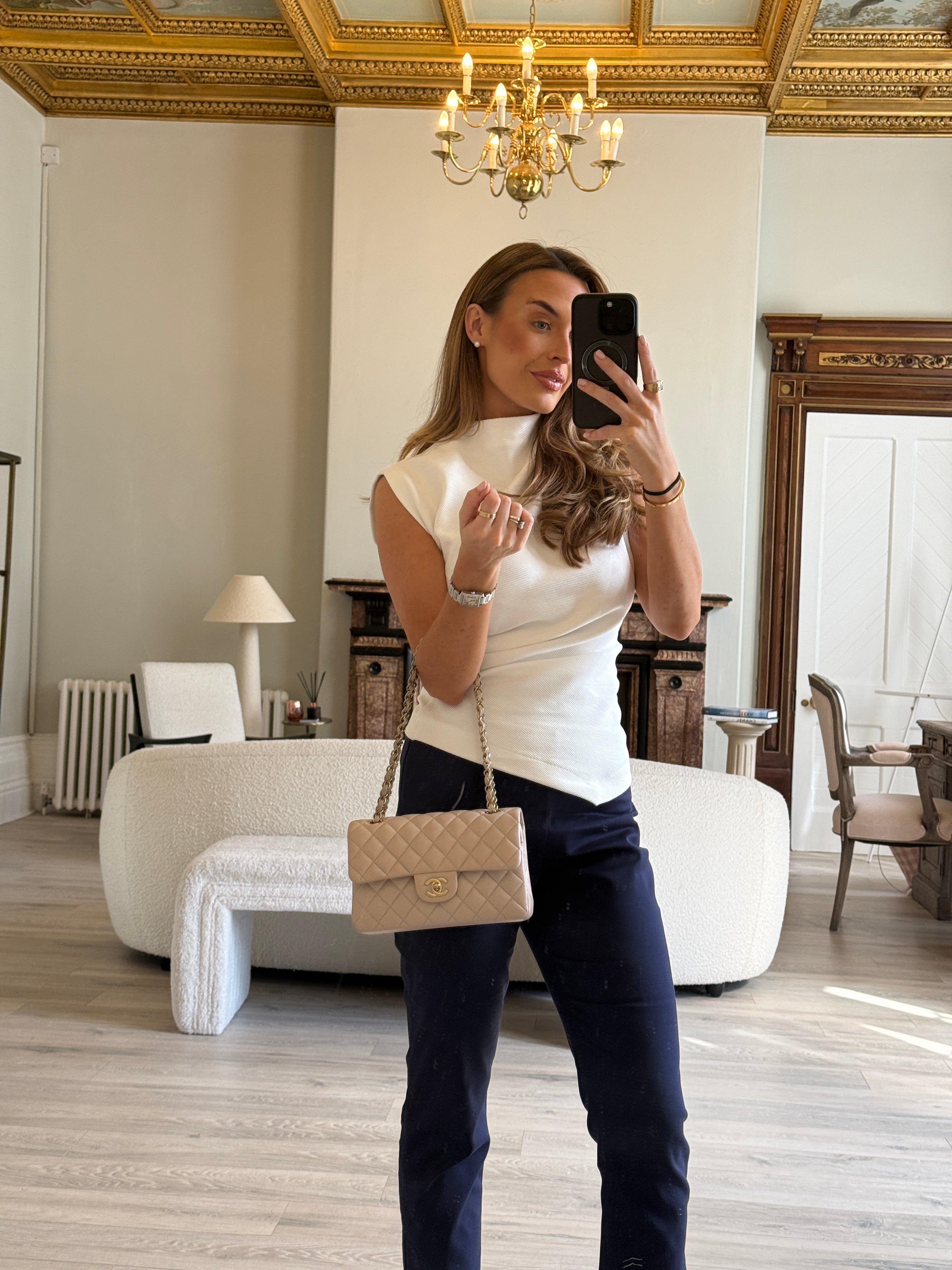 Chanel Chanel Small Classic Double Flap In Light Beige Lambskin Leather With PGHW excellent condition, verified by Luxe Cheshire. International, fast  and fully insured delivery. Trusted designer resale.