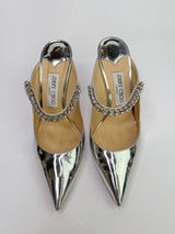 Jimmy Choo Bing 100 Silver Mules (Size 39.5/39.5)
