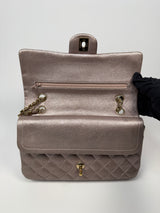 Chanel Iridescent Rose Medium Classic Double Flap With GHW