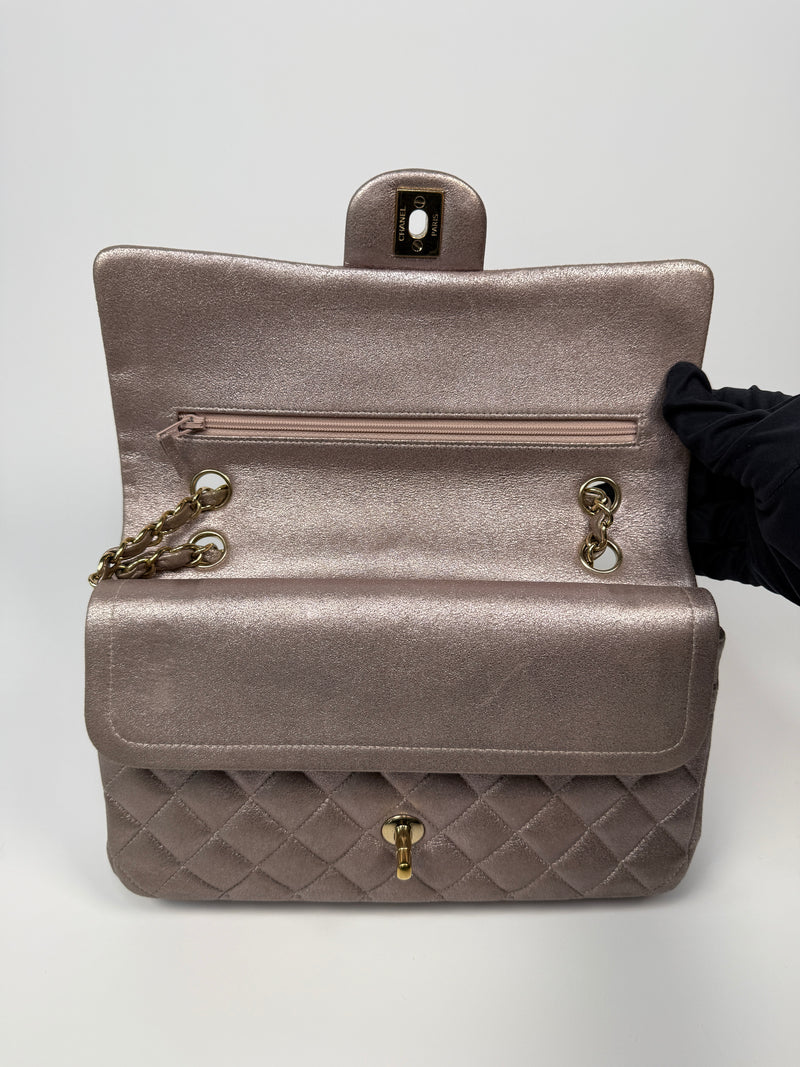 Chanel Iridescent Rose Medium Classic Double Flap With GHW