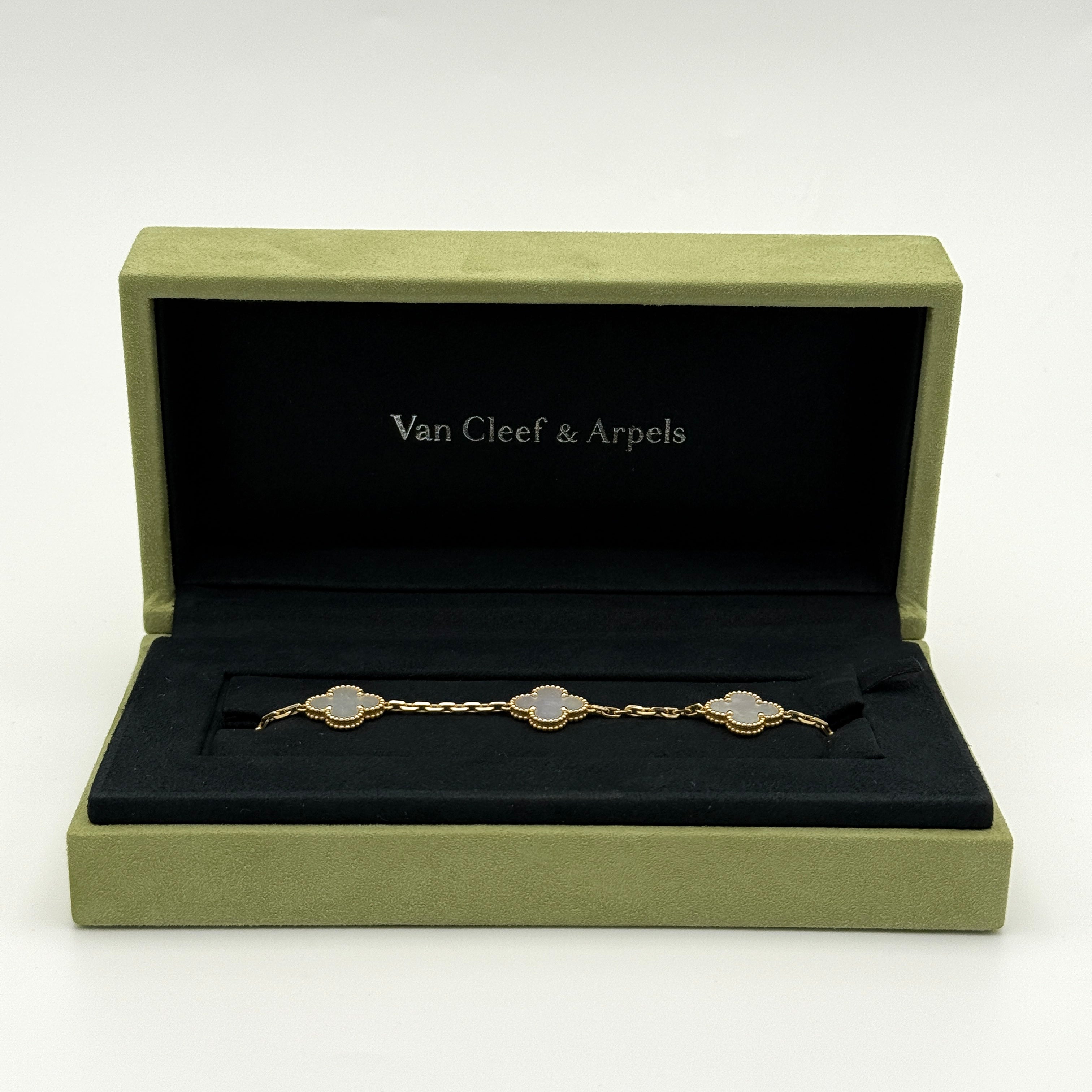 Van Cleef & Arpels Vintage Alhambra Bracelet, 5 Motifs Mother Of Pearl