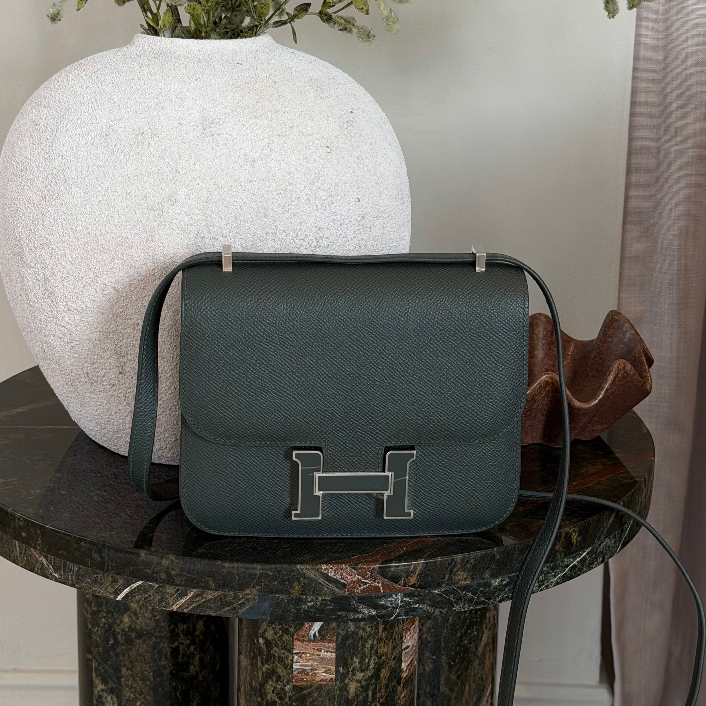 Hermès Constance 18 In Vert Mangrove Epsom Leather With Lacquered Hardware