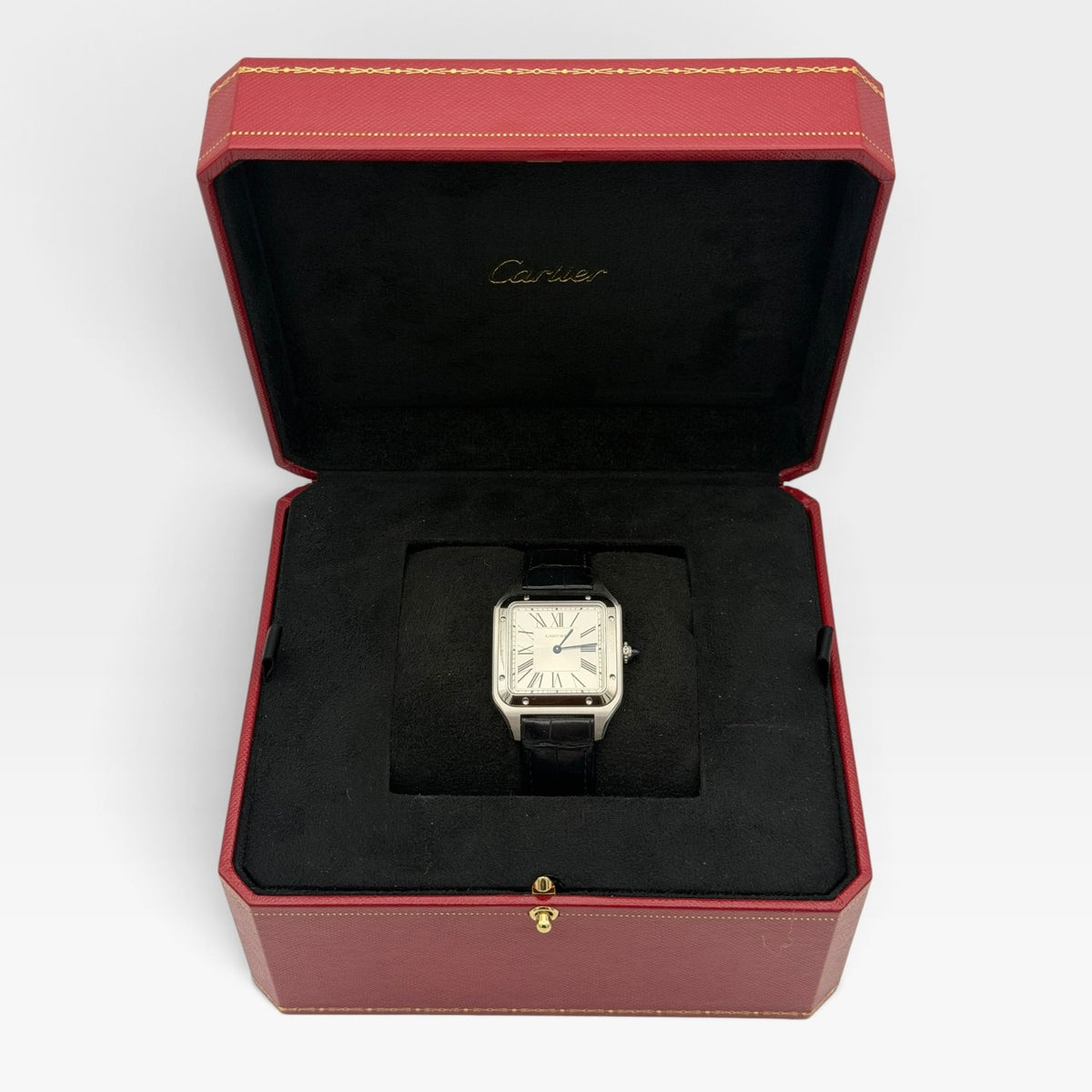 Cartier Large Santos Dumont Watch In Stainless Steel. 100% authentic and preloved in excellent condition