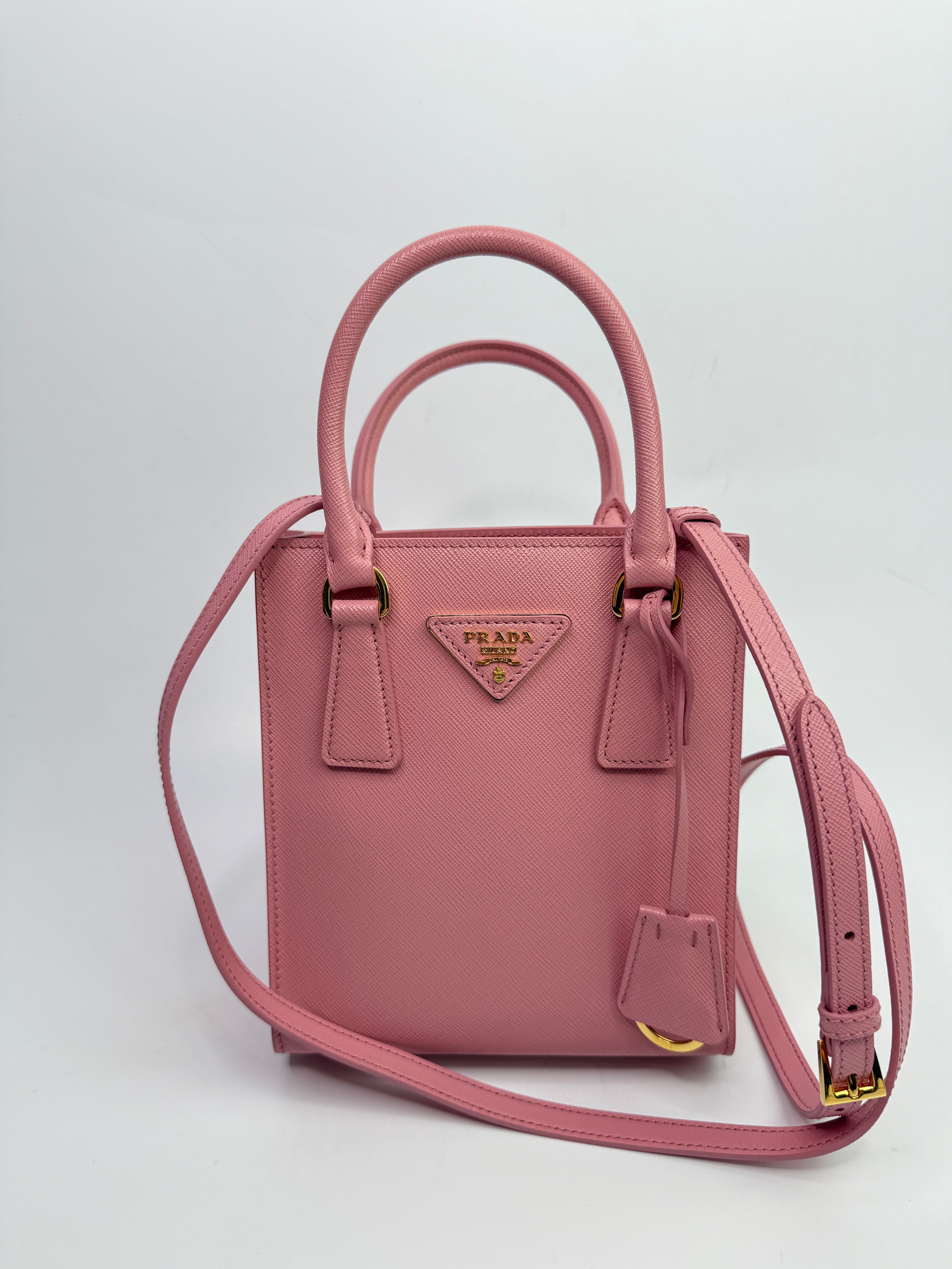 Prada Mini Tote In Pink Saffiano Leather