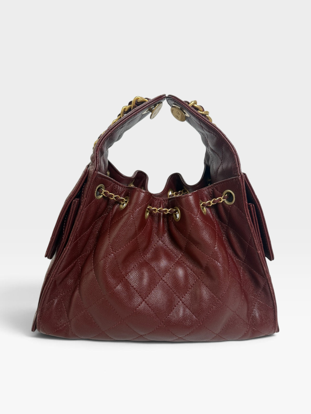 *Luxe Top Pick* Chanel 25 Small In Burgundy Caviar Leather With Gold Hardware