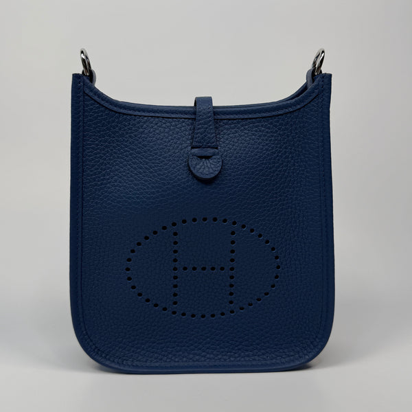 Hermès Evelyne TPM In Blue Tie With PHW
