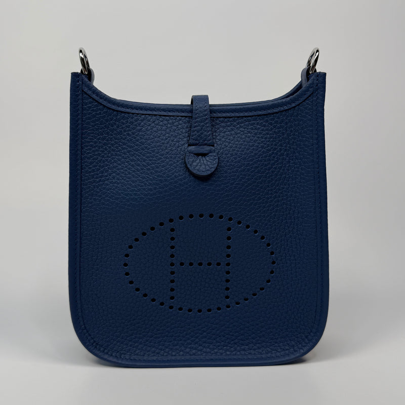 Hermès Evelyne TPM In Blue Tie With PHW