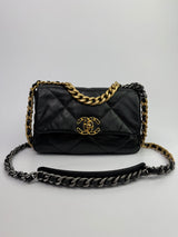 Chanel 19 Small In Black Calfskin Leather