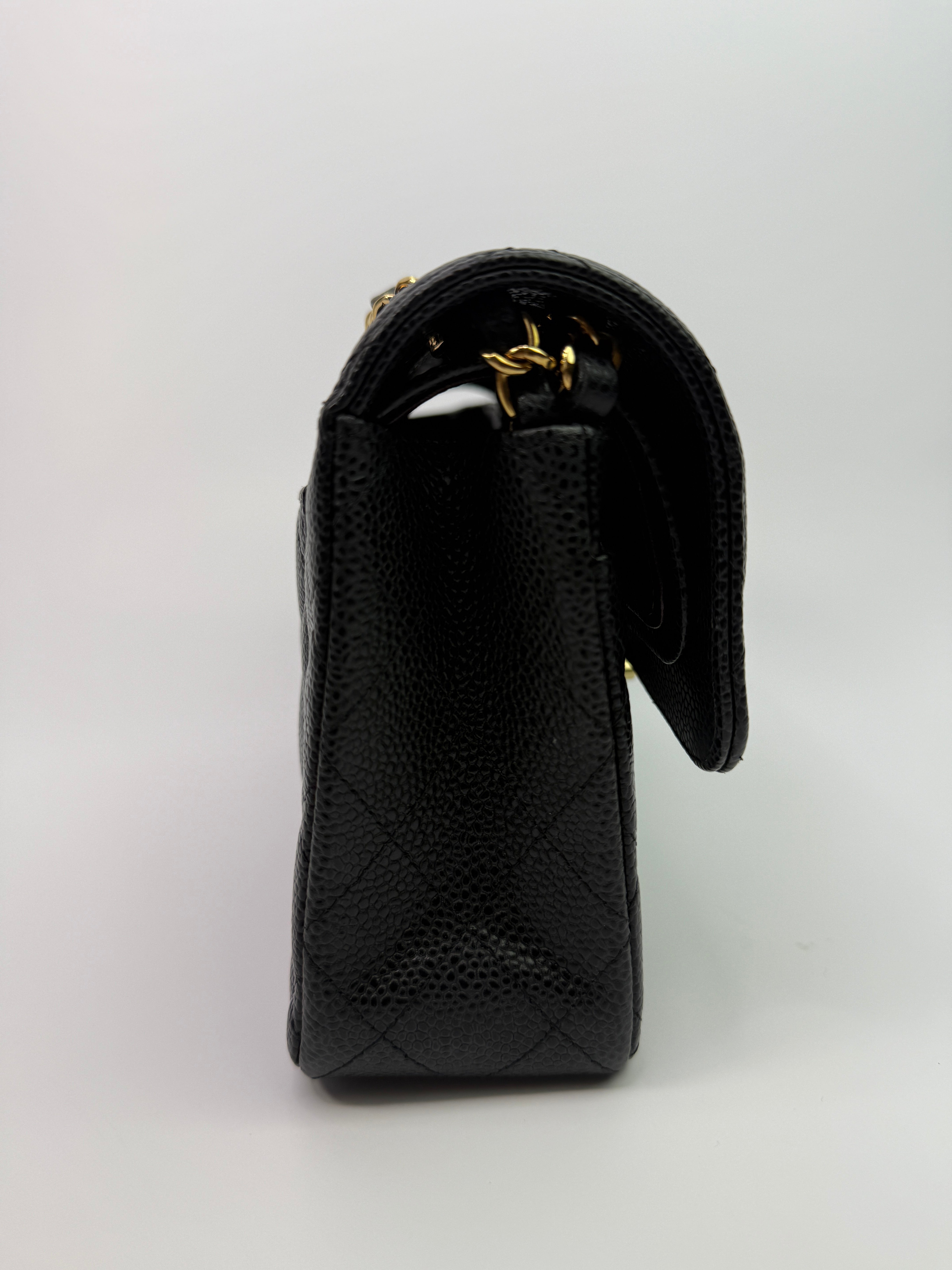 Chanel Small Classic Double Flap In Black Caviar Leather With GHW