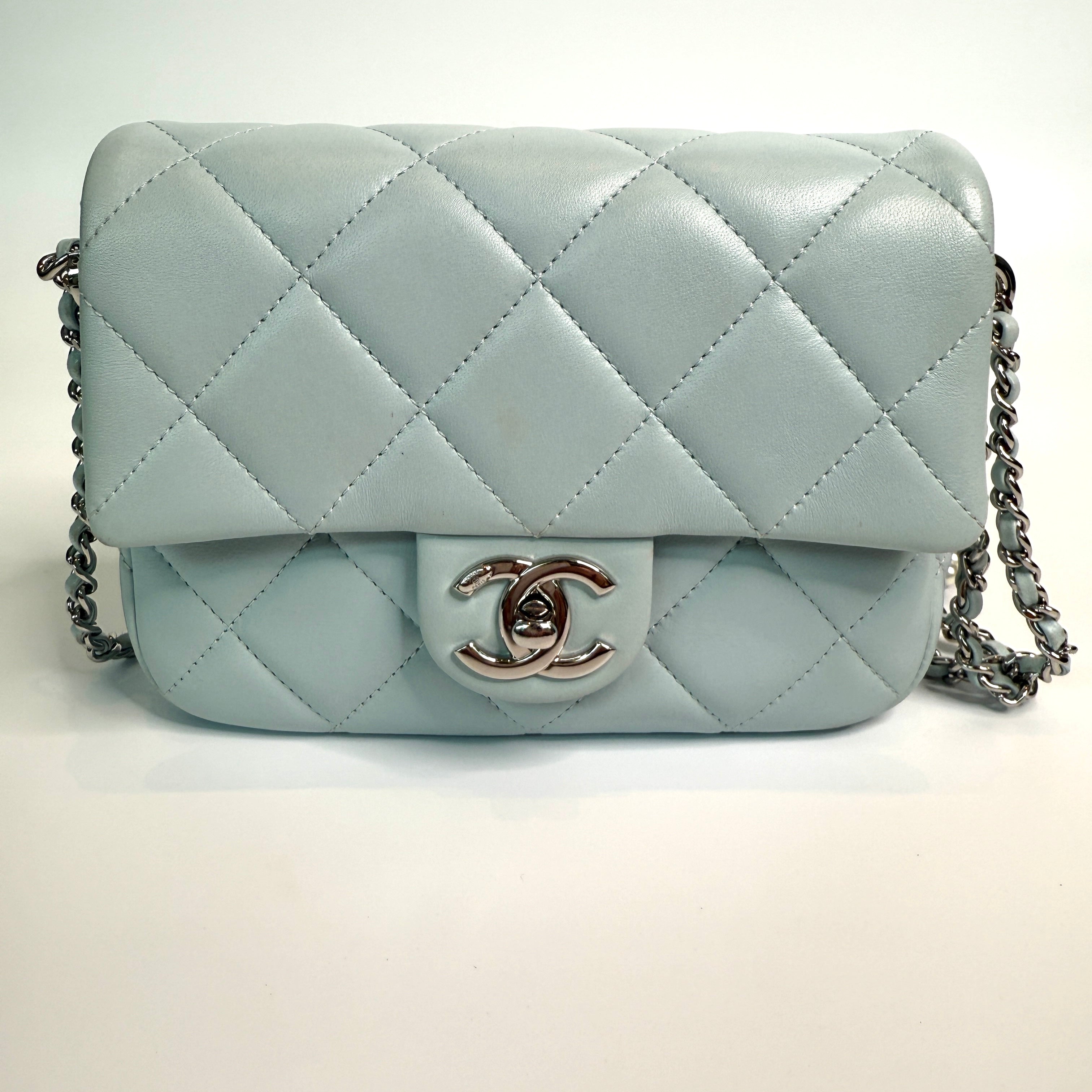 Chanel My Perfect  Flap In Pale Blue Lambskin Leather SHW