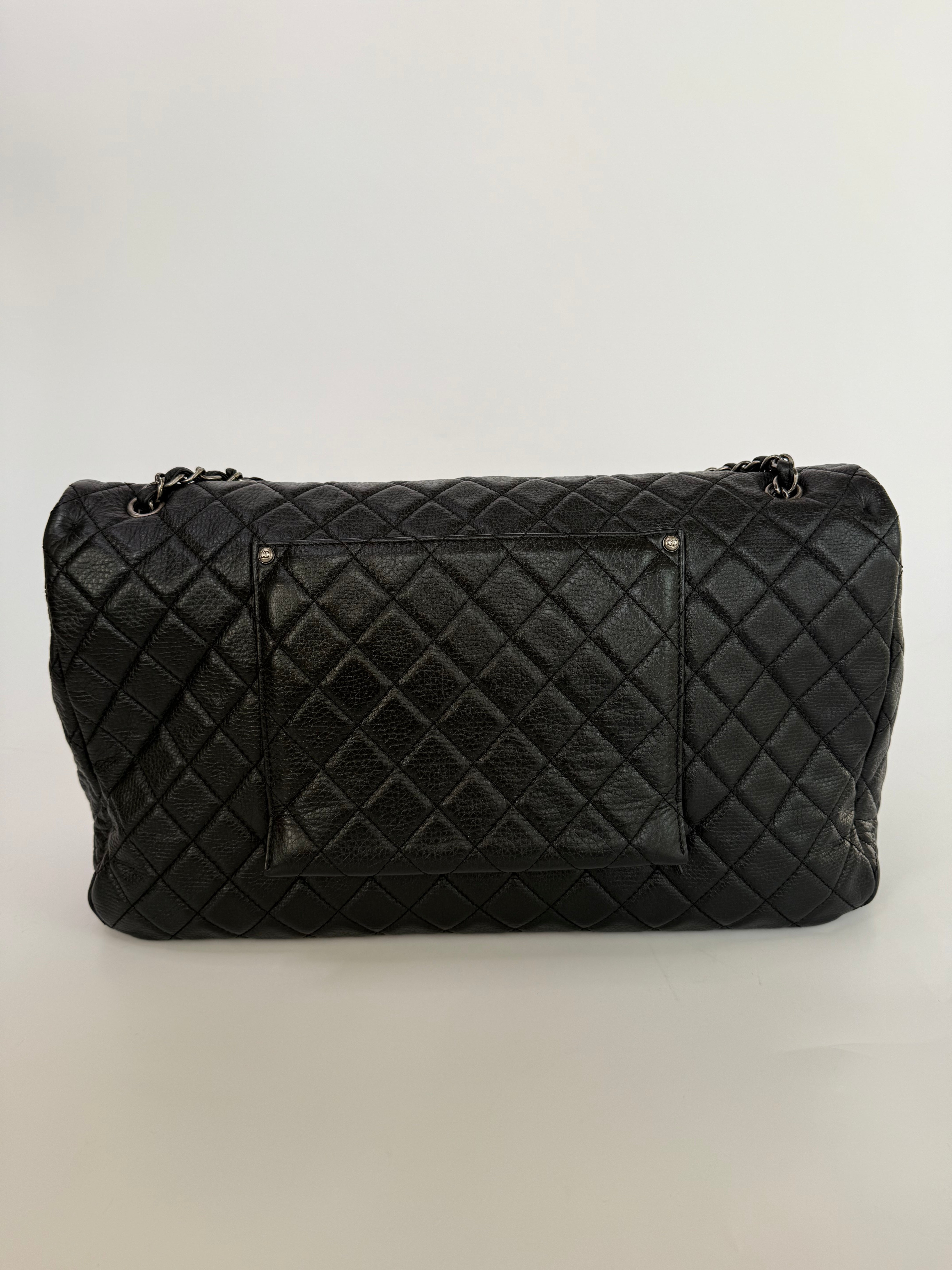 Chanel Airline XXL Classic Flap In Black Calfskin With RHW