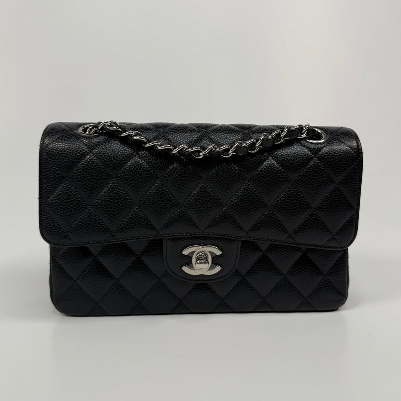 Chanel Small Classic Double Flap In Black Caviar Leather With SHW