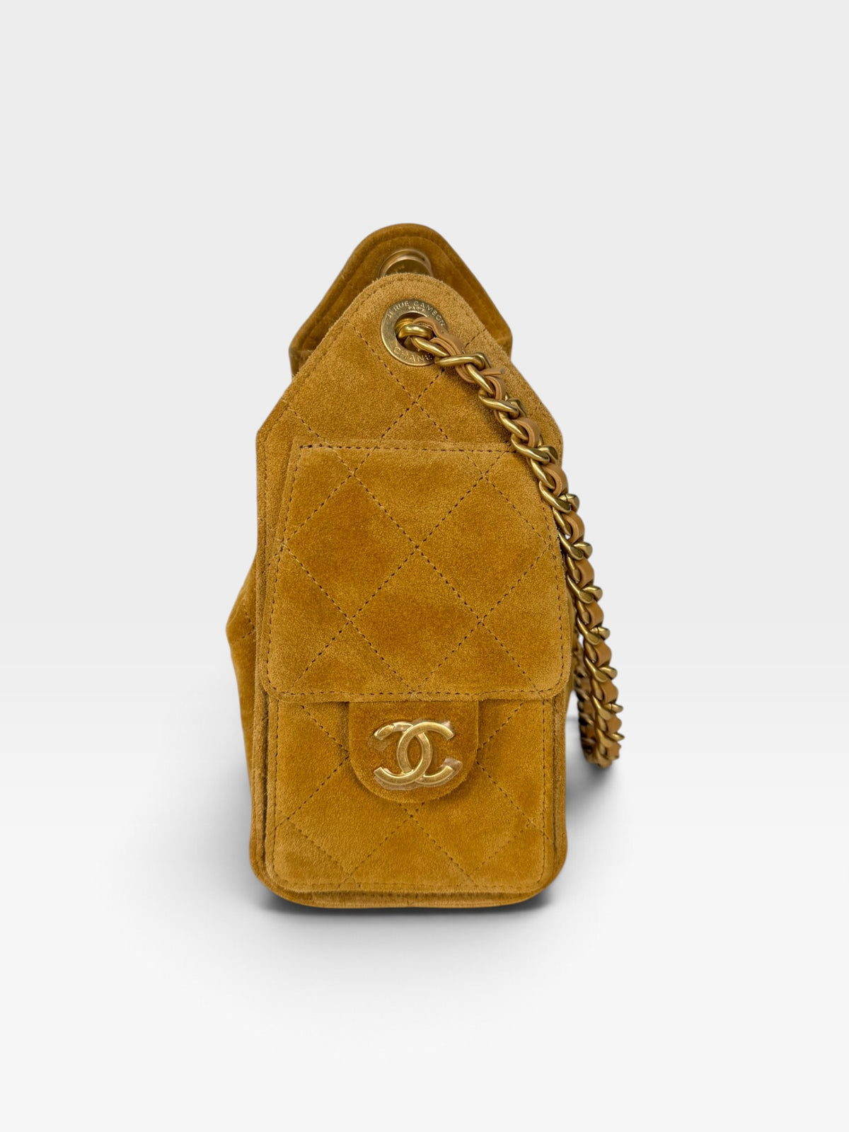 Chanel Micro 25 In Camel Suede With Gold Hardware. 100% authentic and preloved in excellent condition