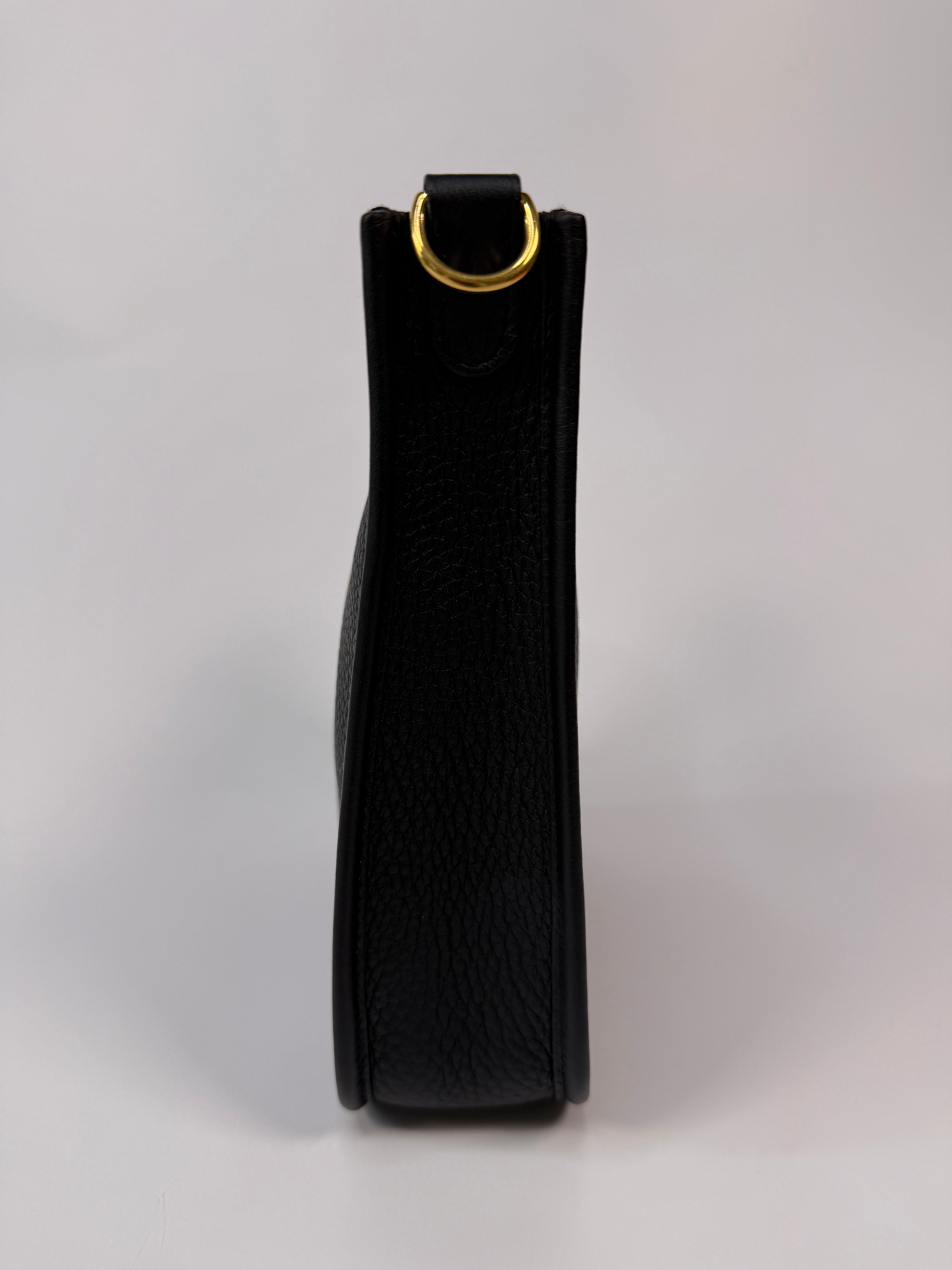 Authentic Pre Loved Hermès Evelyne TPM Black Clemence Gold with Hardware Excellent Condition