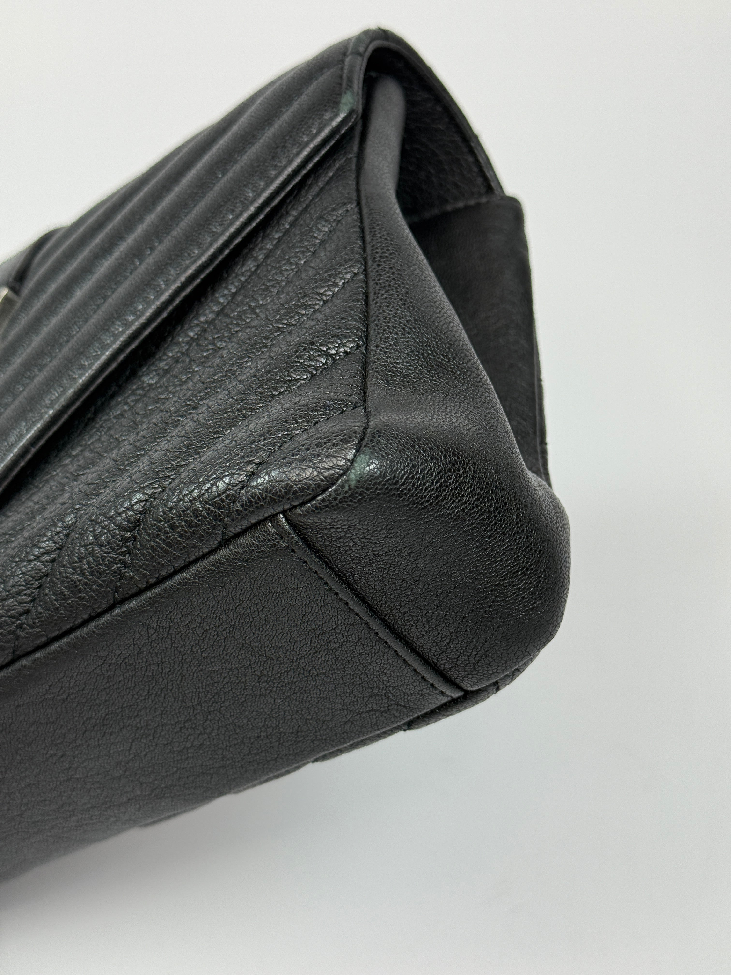 Saint Laurent Medium Black leather College Bag With Silver Hardware. Very Good Authentic and preloved condition. 