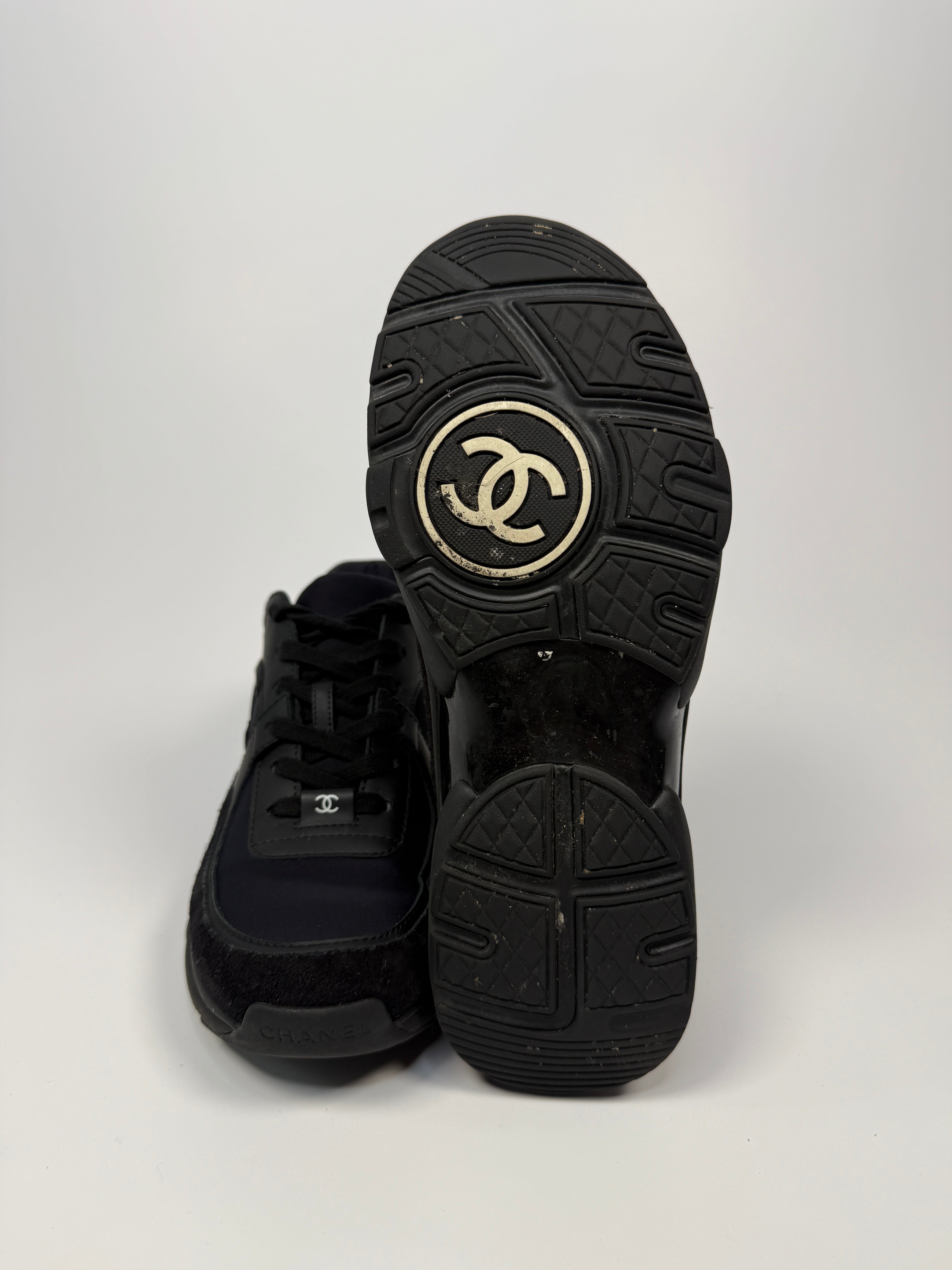 Chanel CC Logo Black Sneakers (Size 38/UK5) Very Good condition, Authentic and preloved 