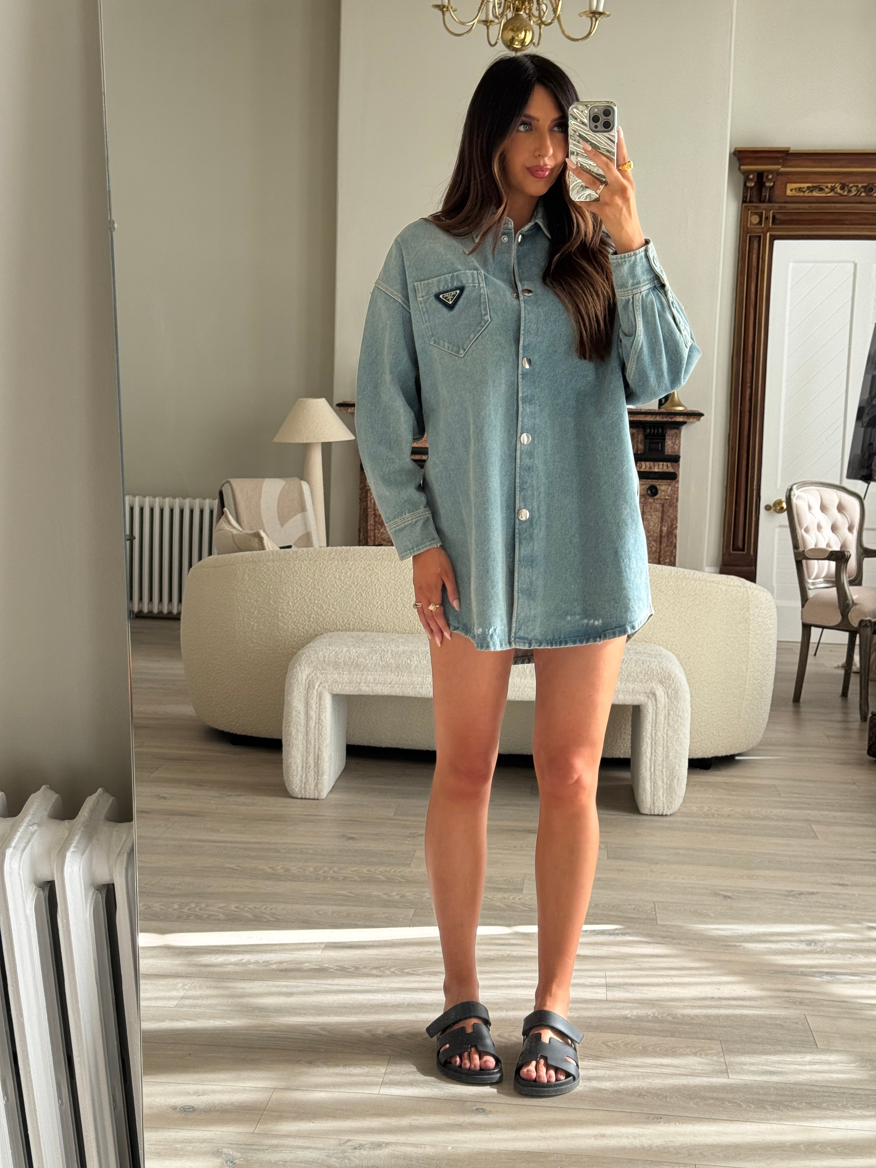 Prada Oversized Denim Shirt Dress (Size 38/UK6)