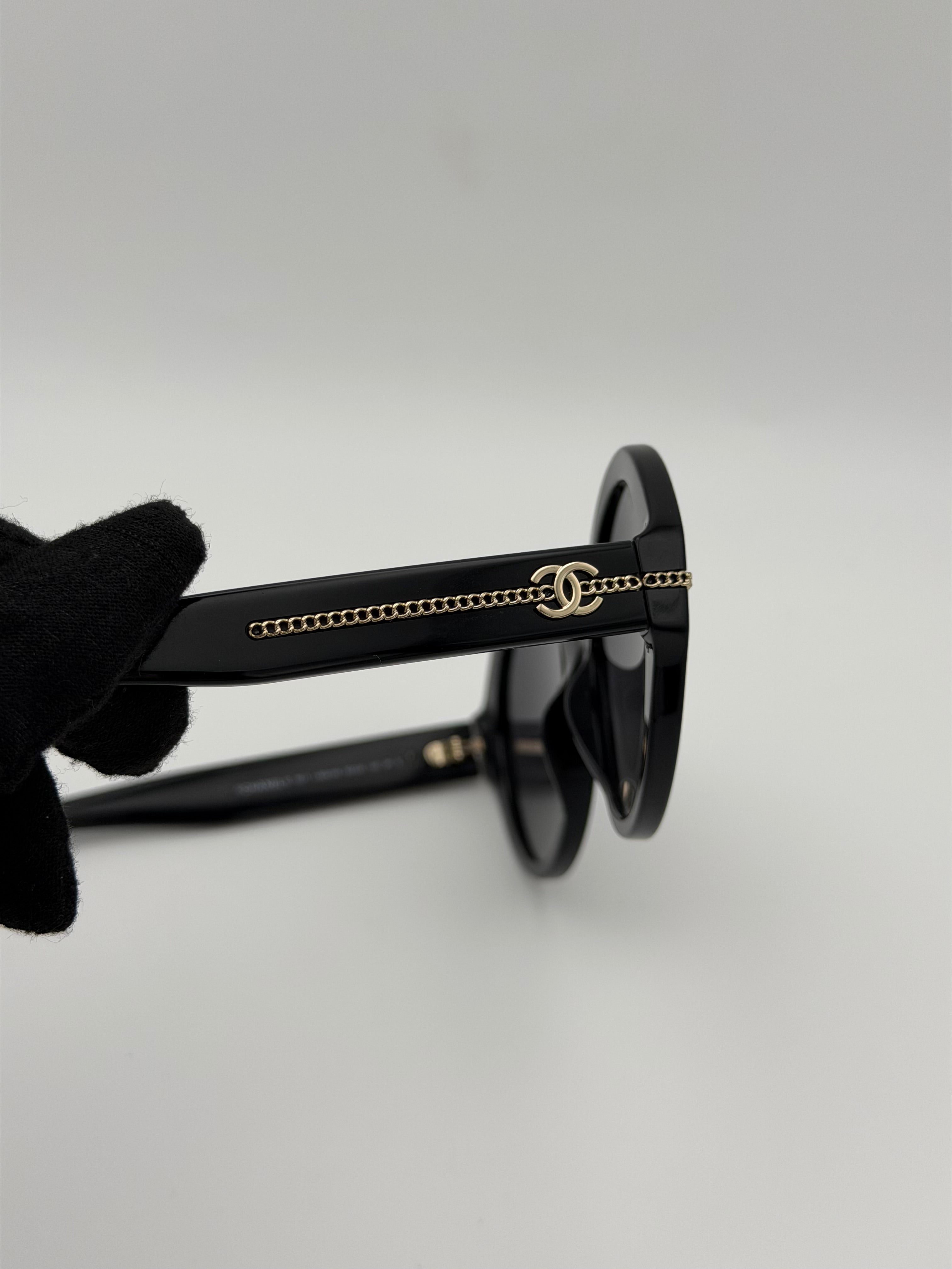 Chanel Sunglasses In Black With Pale Gold Hardware. Authentic and preloved in excellent condition