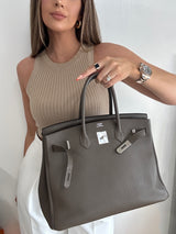 Hermès Birkin 35 In Taupe Togo Leather With Palladium Hardware